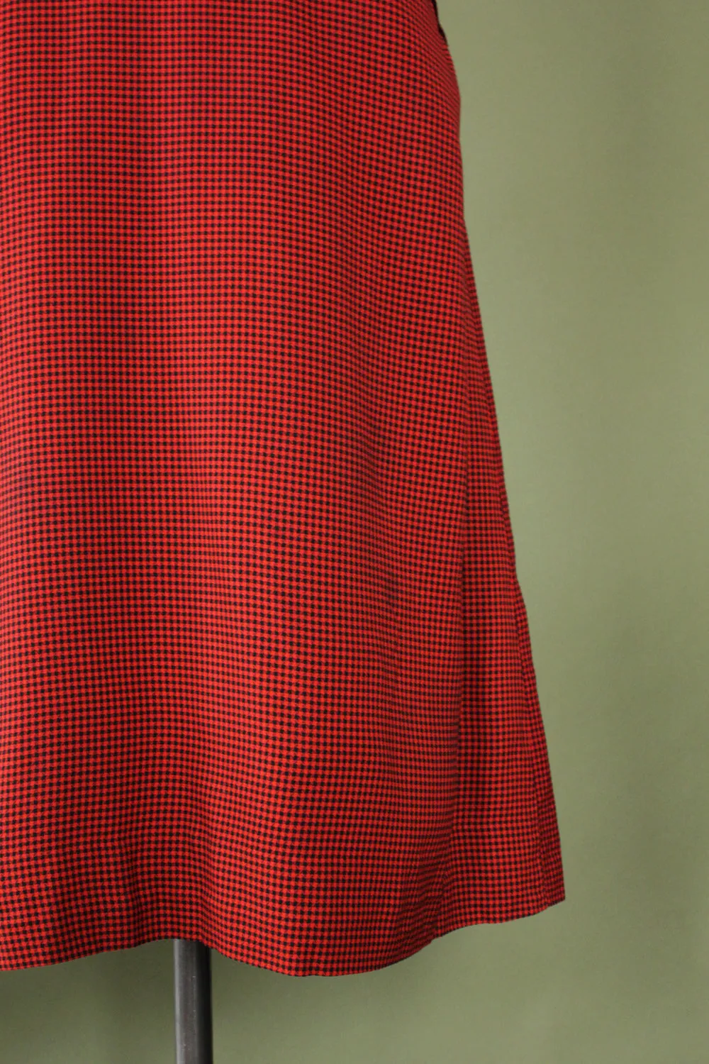 1940s Vermillion Checkered Dress L