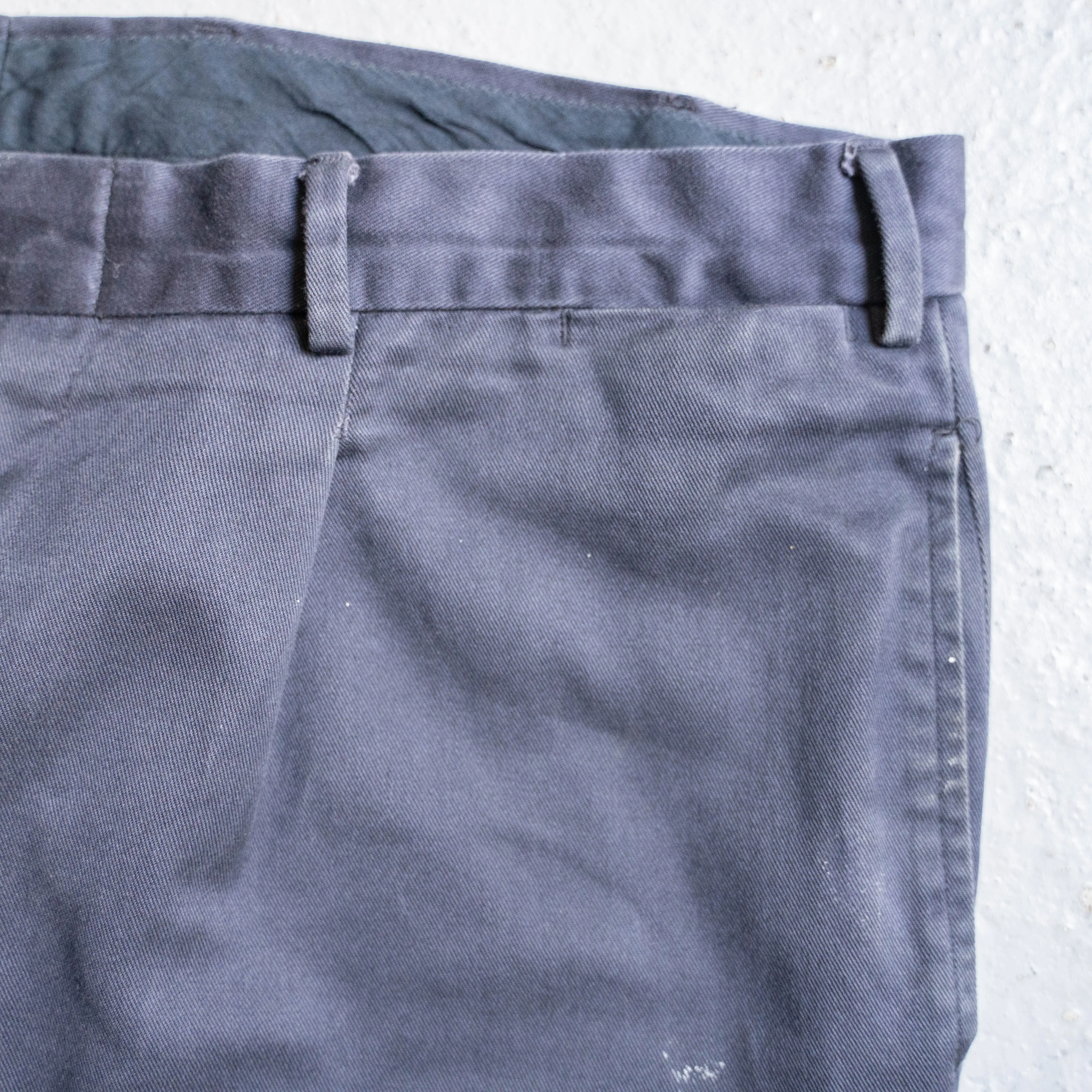 1980-90s Italian military navy color one tuck chino pants -good fade-