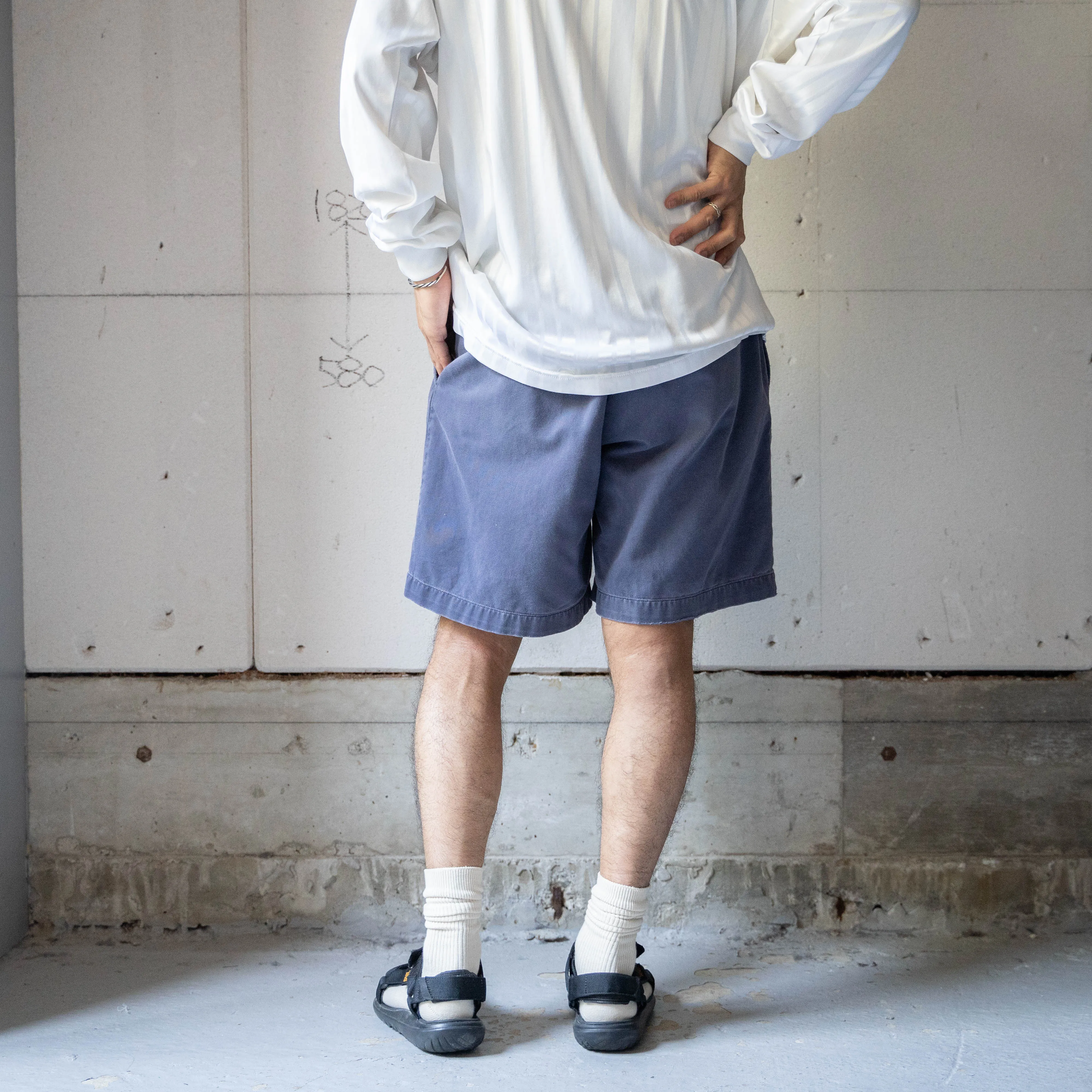 1990s 'POLO GOLF' navy color two tuck chino shorts 'good fade'