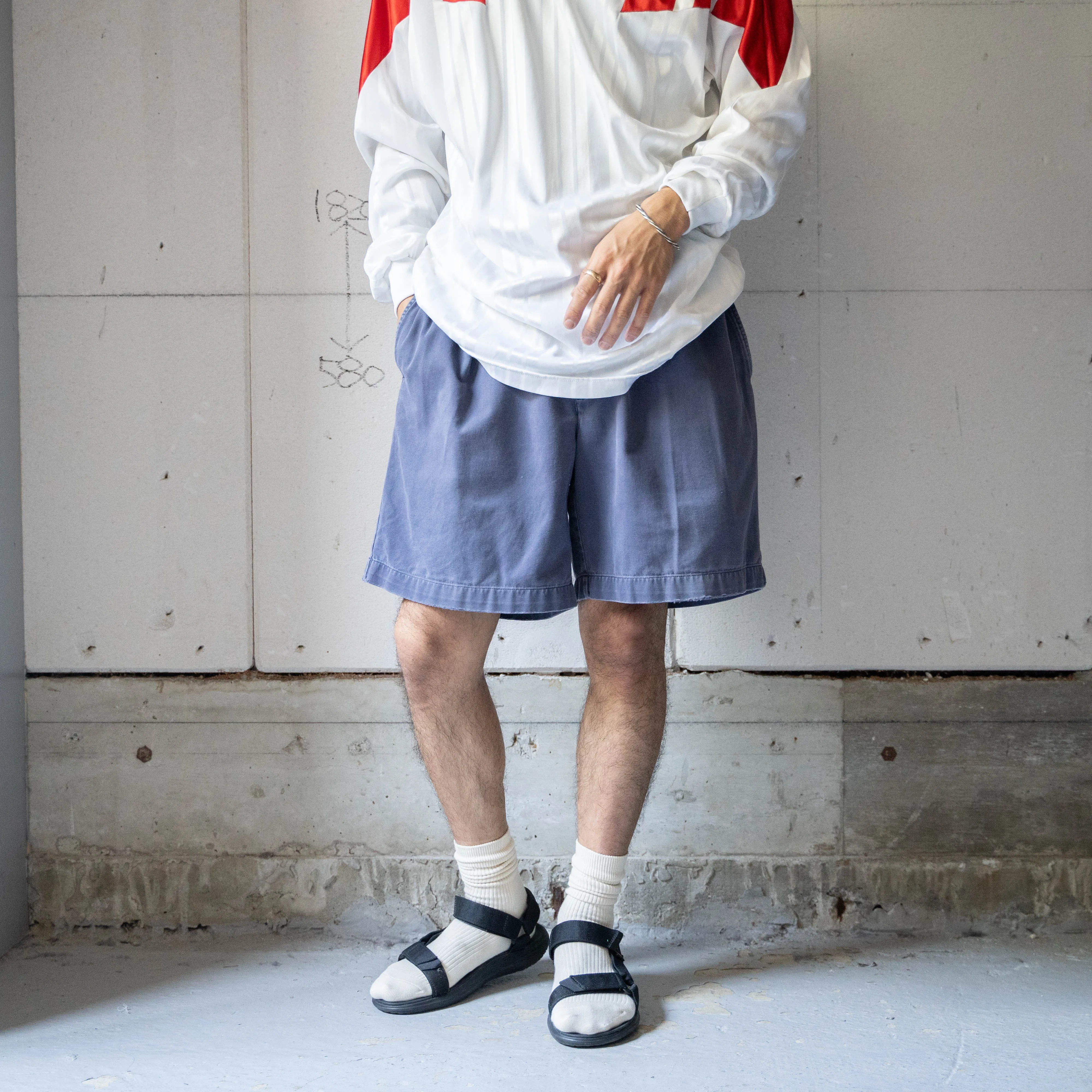 1990s 'POLO GOLF' navy color two tuck chino shorts 'good fade'