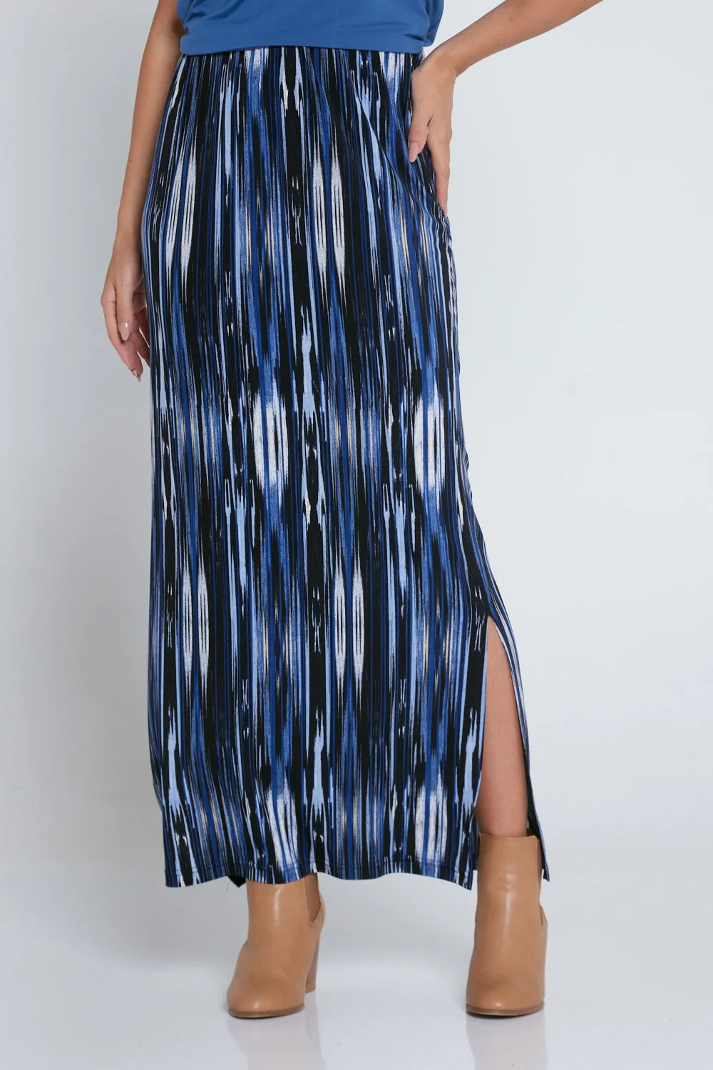 Adelaide Skirt - Blue/Stripe Print