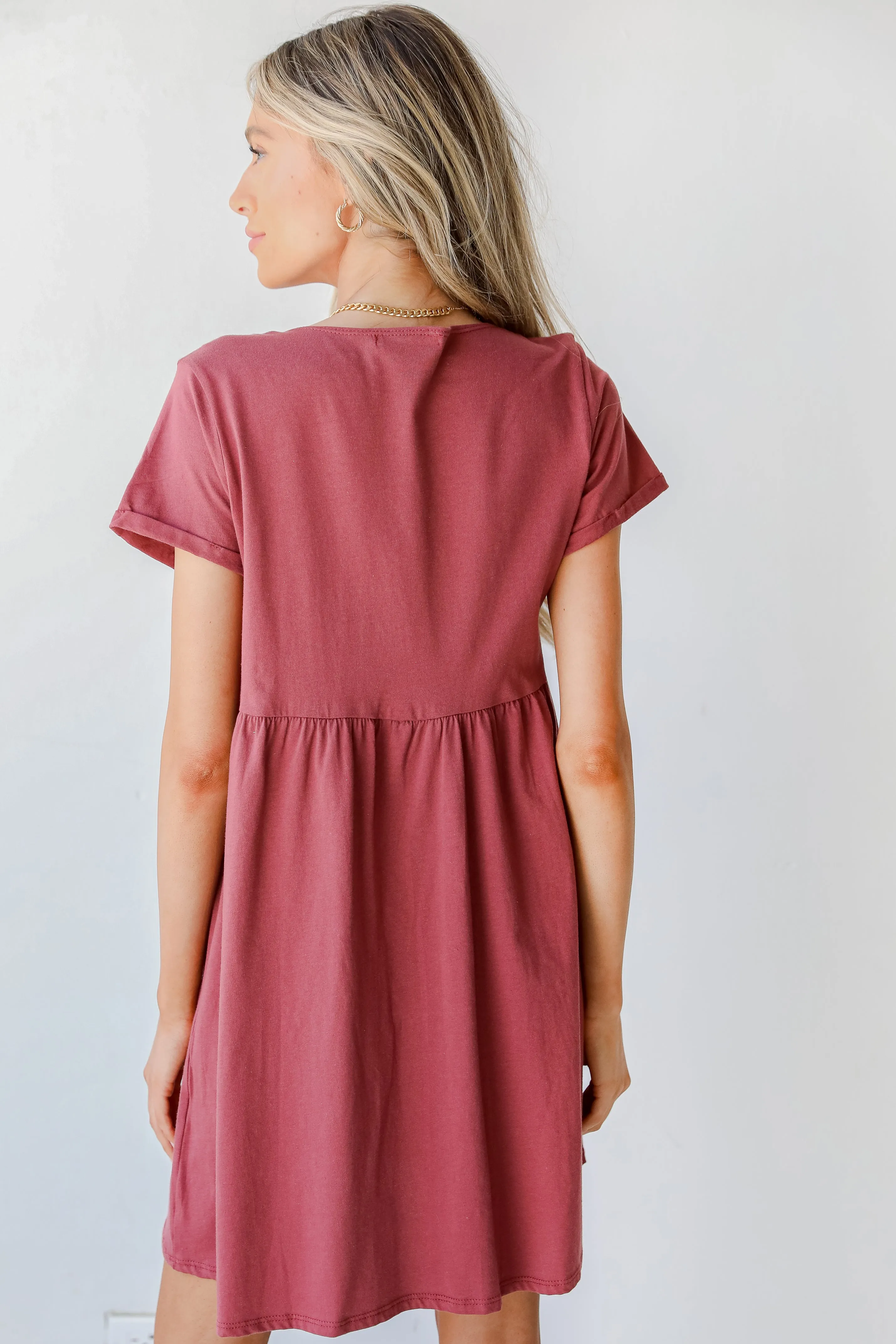 Afternoon Dates Button Front Babydoll Dress