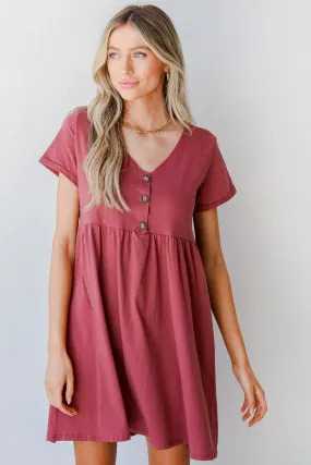 Afternoon Dates Button Front Babydoll Dress