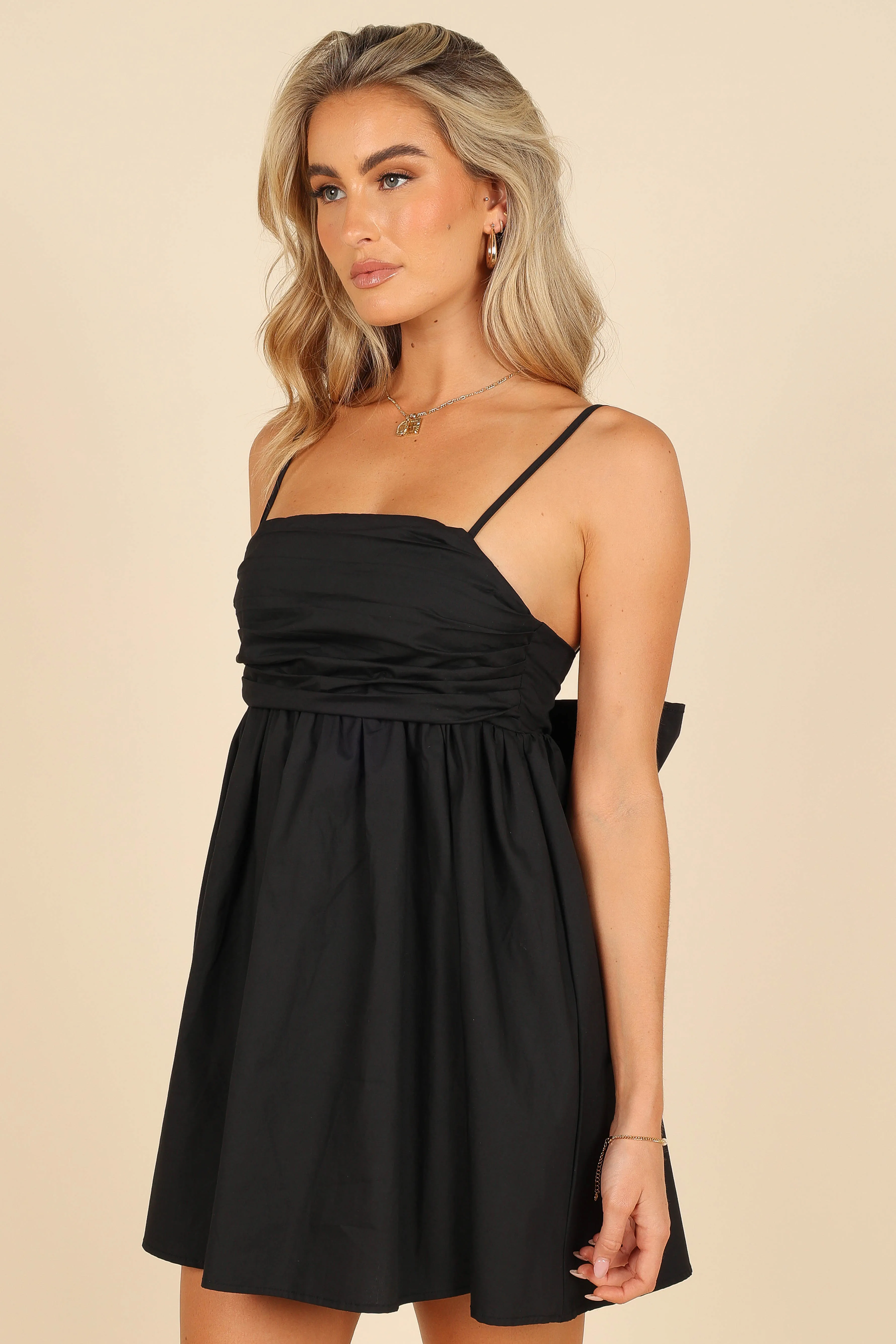 Alice Bow Back Mini Dress - Black