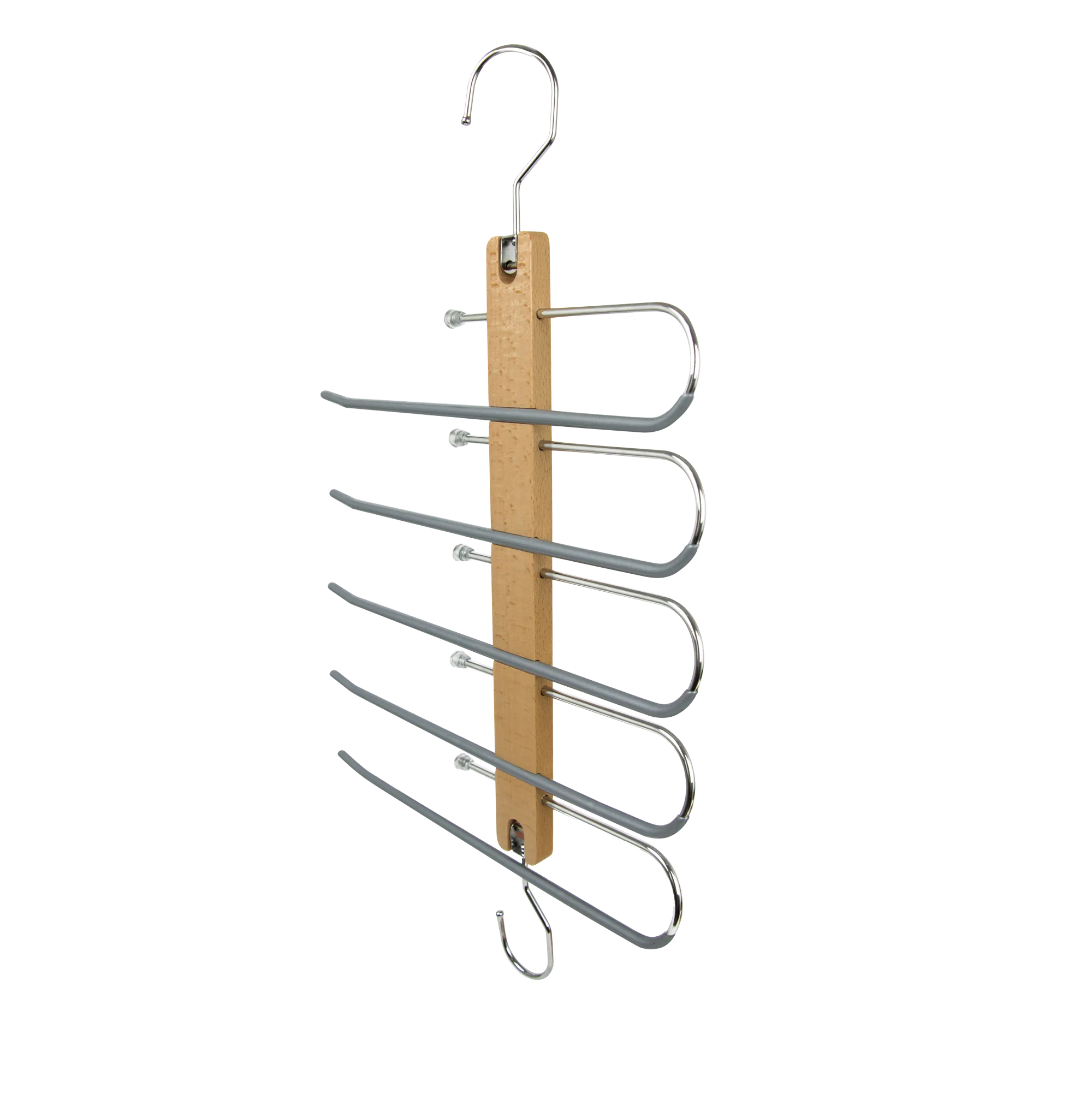 Anti-Slip Wooden Pants Hangers for 5 Pairs With Rotating Hook