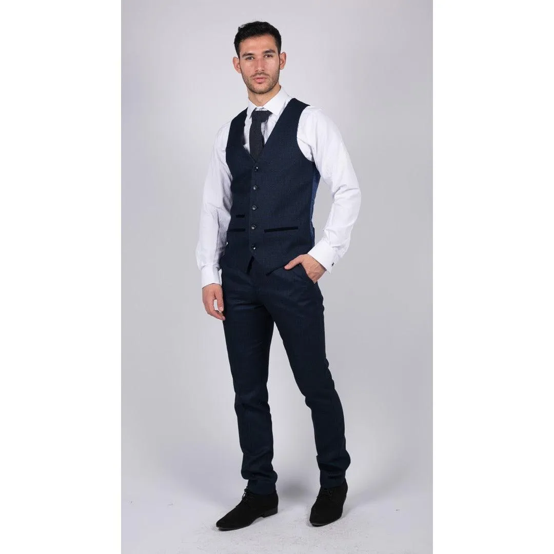 arthur- Men's Boys Navy Blue 3 Piece Suit Birdseye Suit Wedding Prom