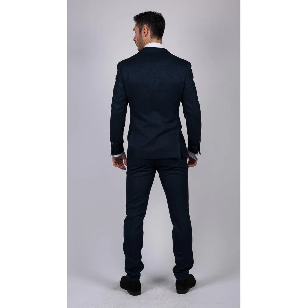 arthur- Men's Boys Navy Blue 3 Piece Suit Birdseye Suit Wedding Prom