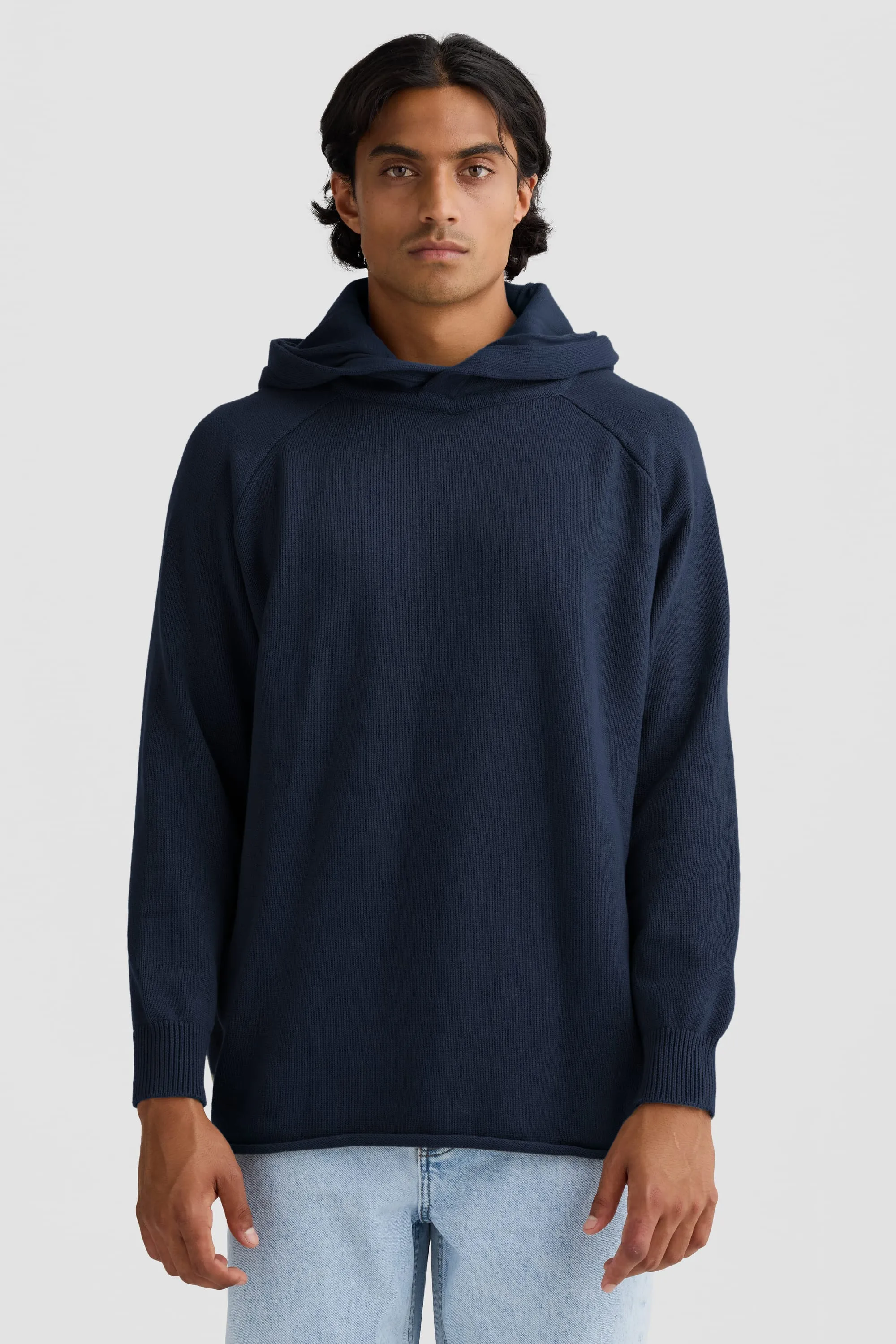 Atlas Knit Hoodie French Navy