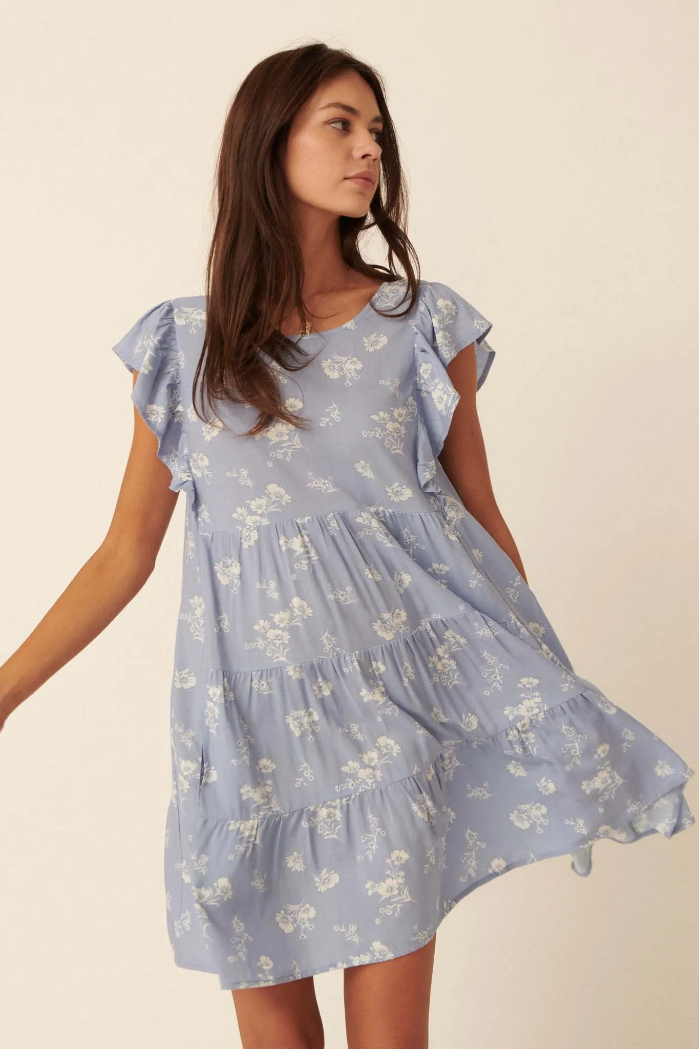 Baby's Breath Ruffled Floral Babydoll Dress