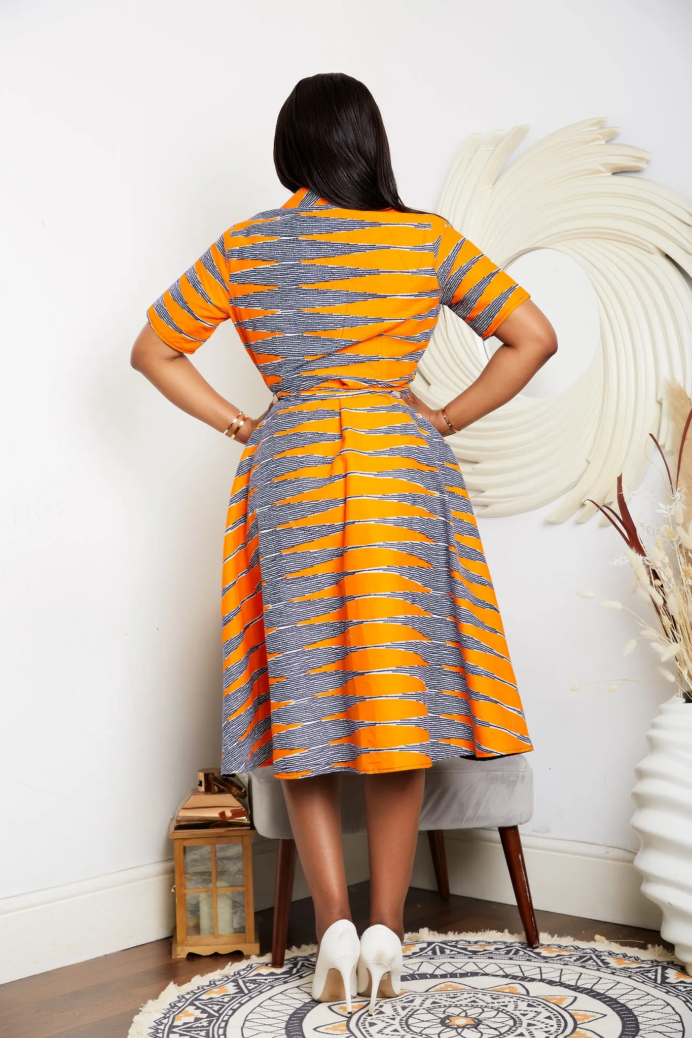 BACK IN STOCK African Print Wrap Midi Dress - Jasmine