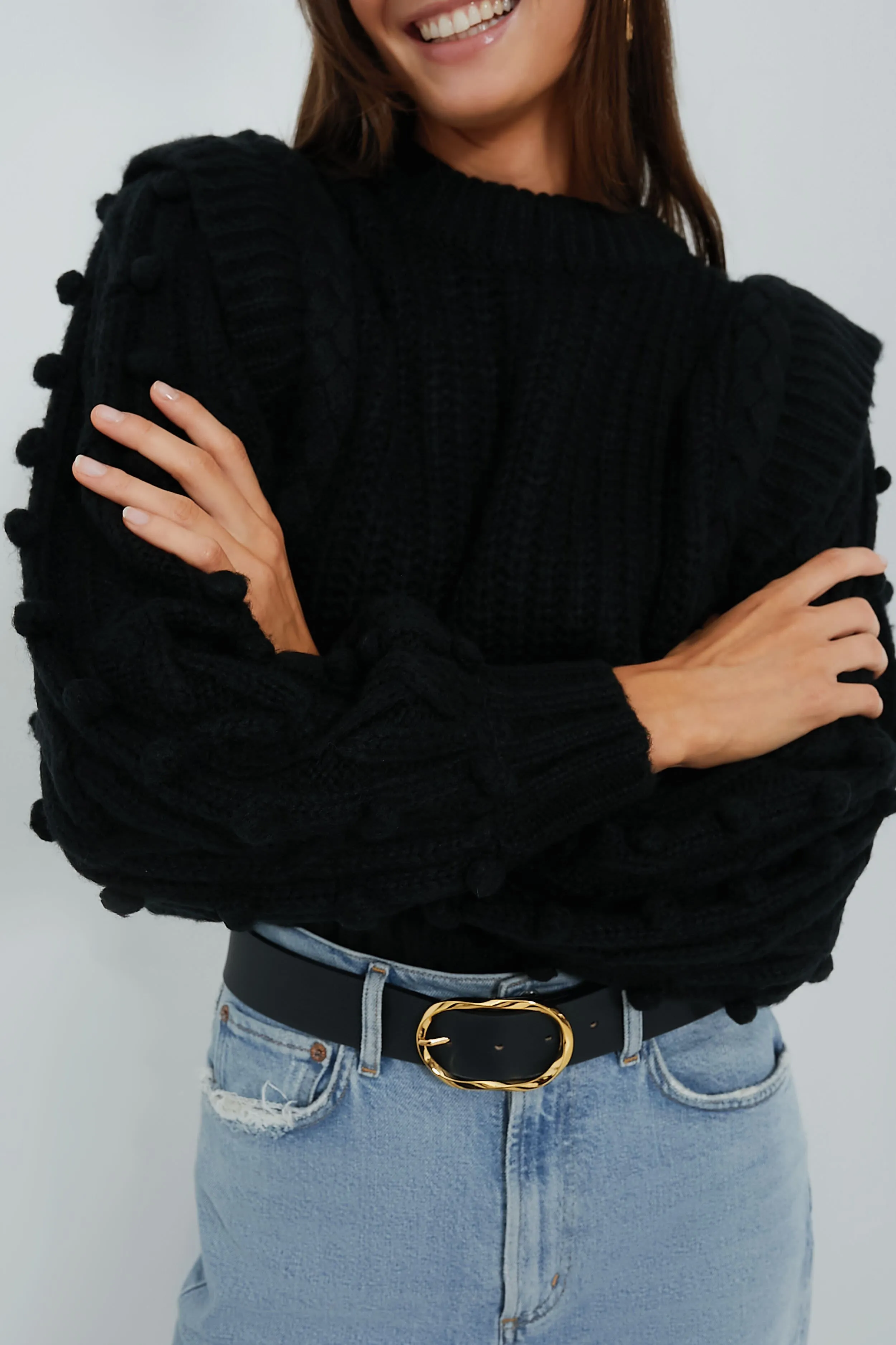 Black Braided Sweater