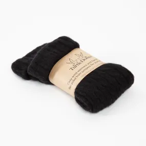 Black Cable Cashmere Fingerless Gloves