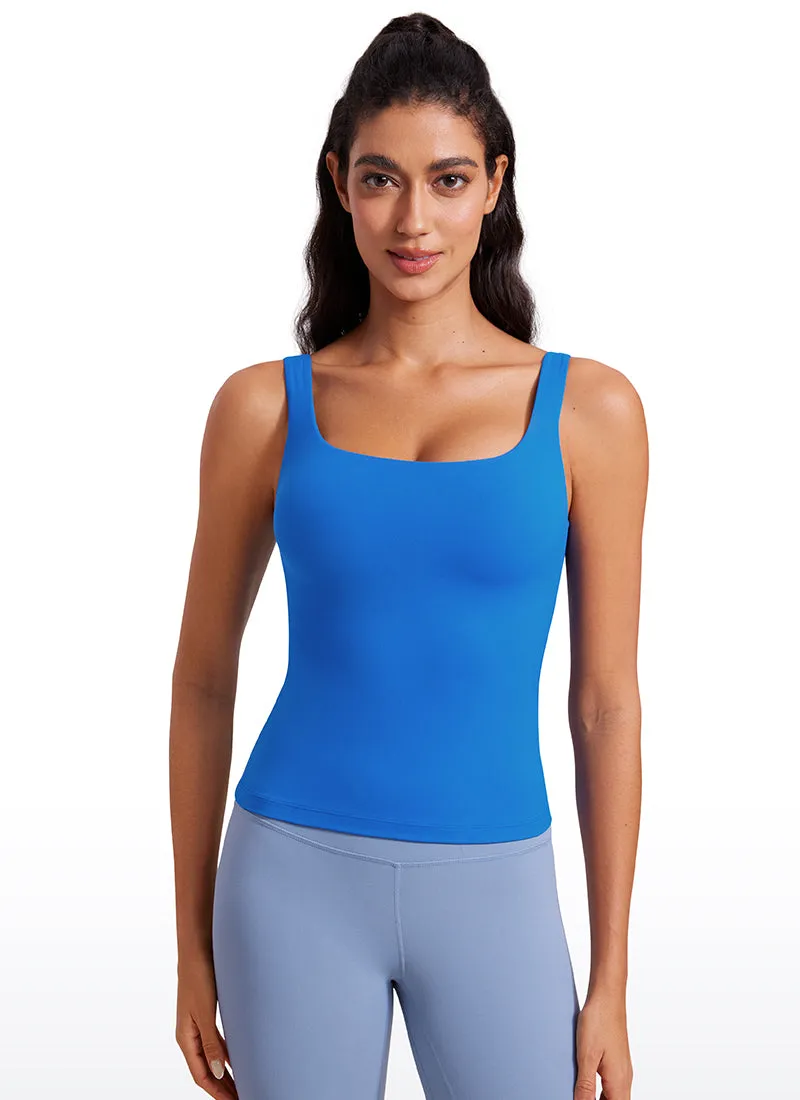 Butterluxe Waist Length Built-in Bra Tanks U Neck