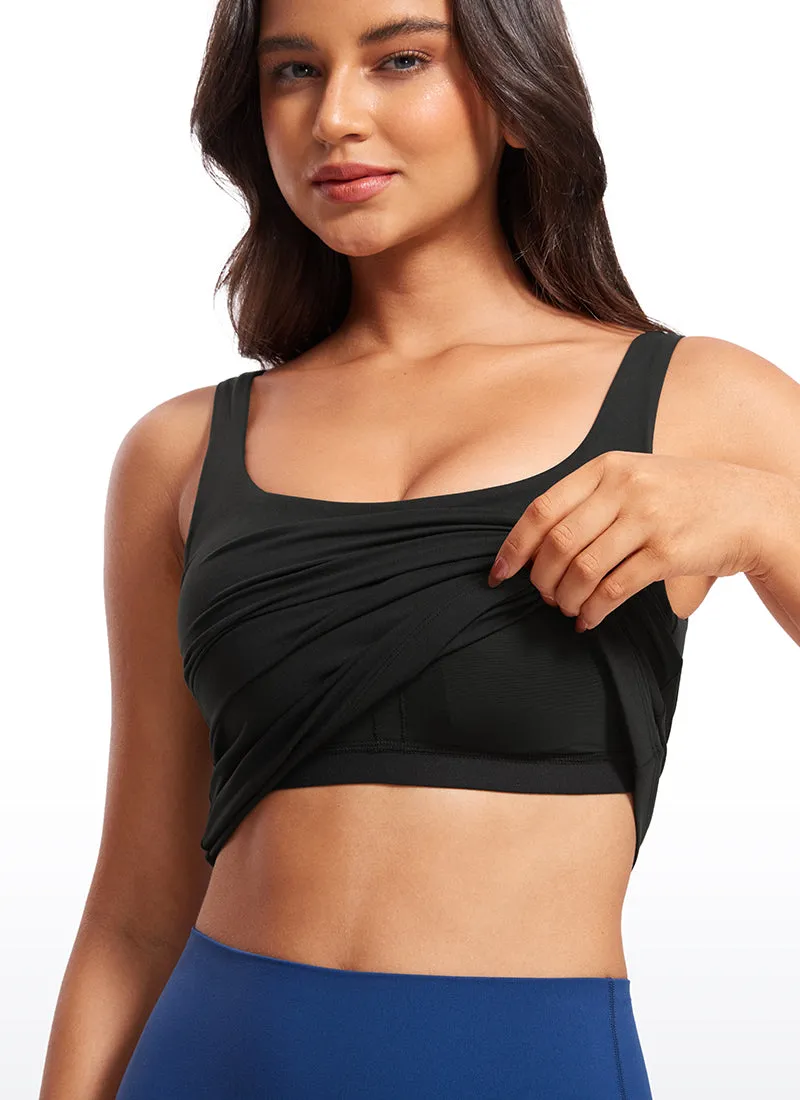 Butterluxe Waist Length Built-in Bra Tanks U Neck