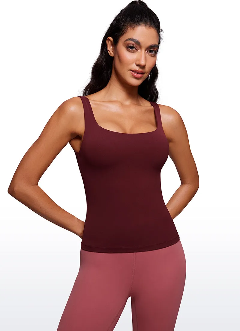 Butterluxe Waist Length Built-in Bra Tanks U Neck