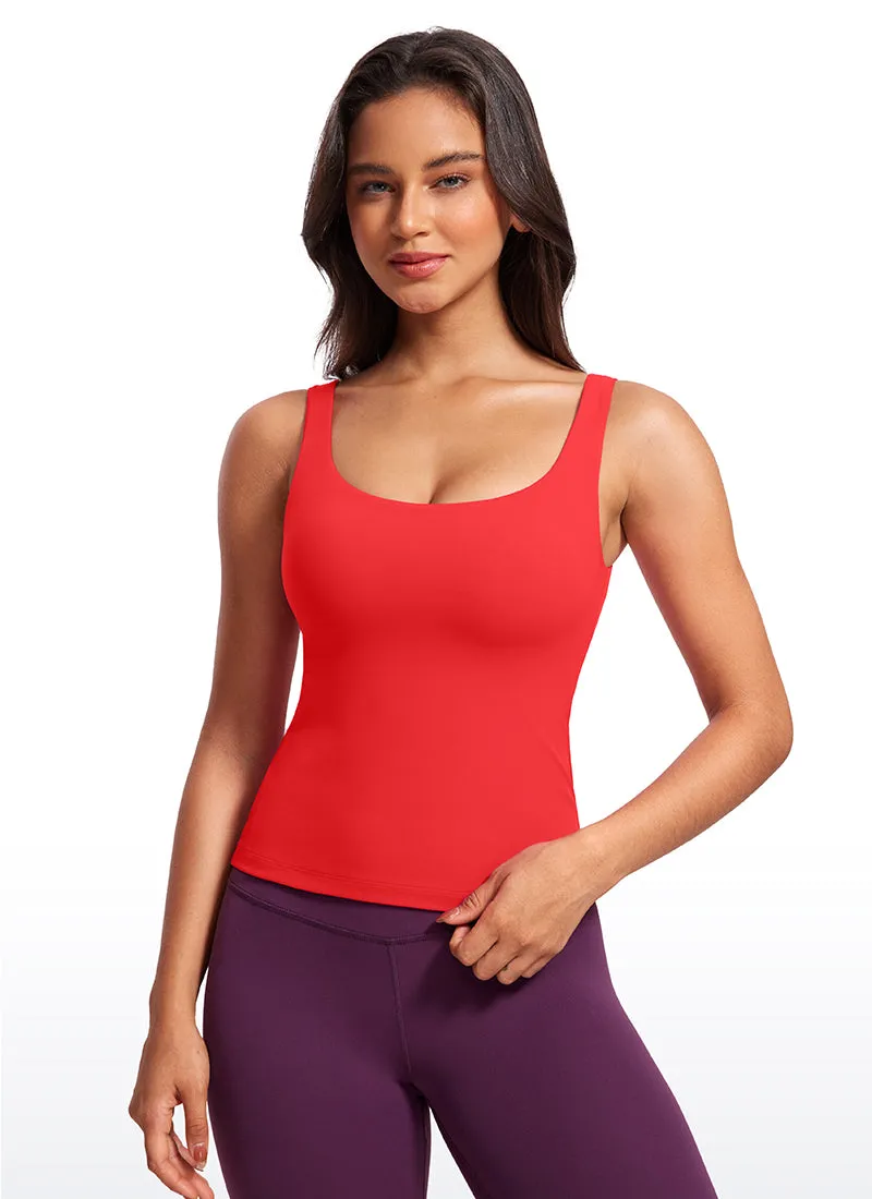 Butterluxe Waist Length Built-in Bra Tanks U Neck