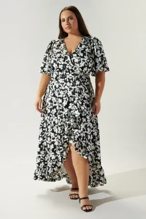 Casablanca Floral Abelia Hi Low Maxi Dress Curve