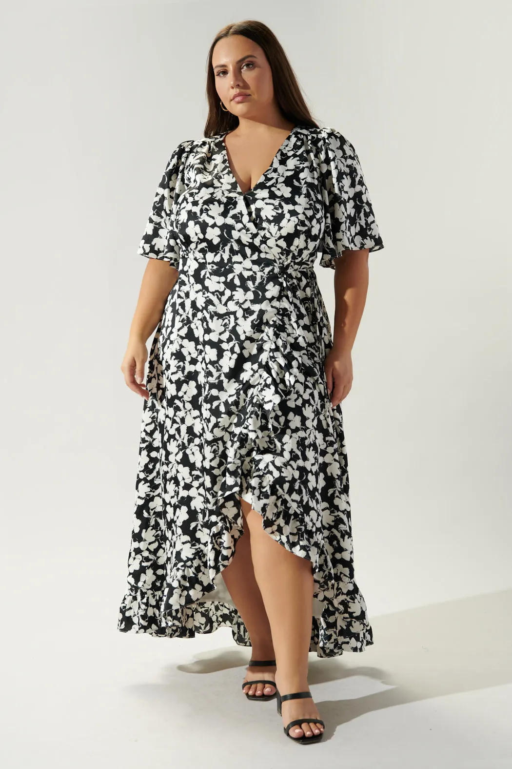 Casablanca Floral Abelia Hi Low Maxi Dress Curve