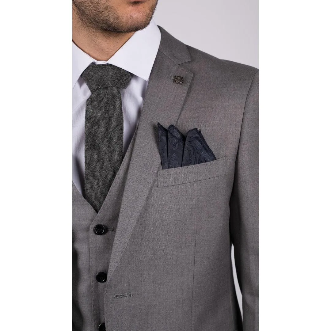 charles - Men's Boys Light Grey 3 Piece Suit Wedding Summer Prom Grooms