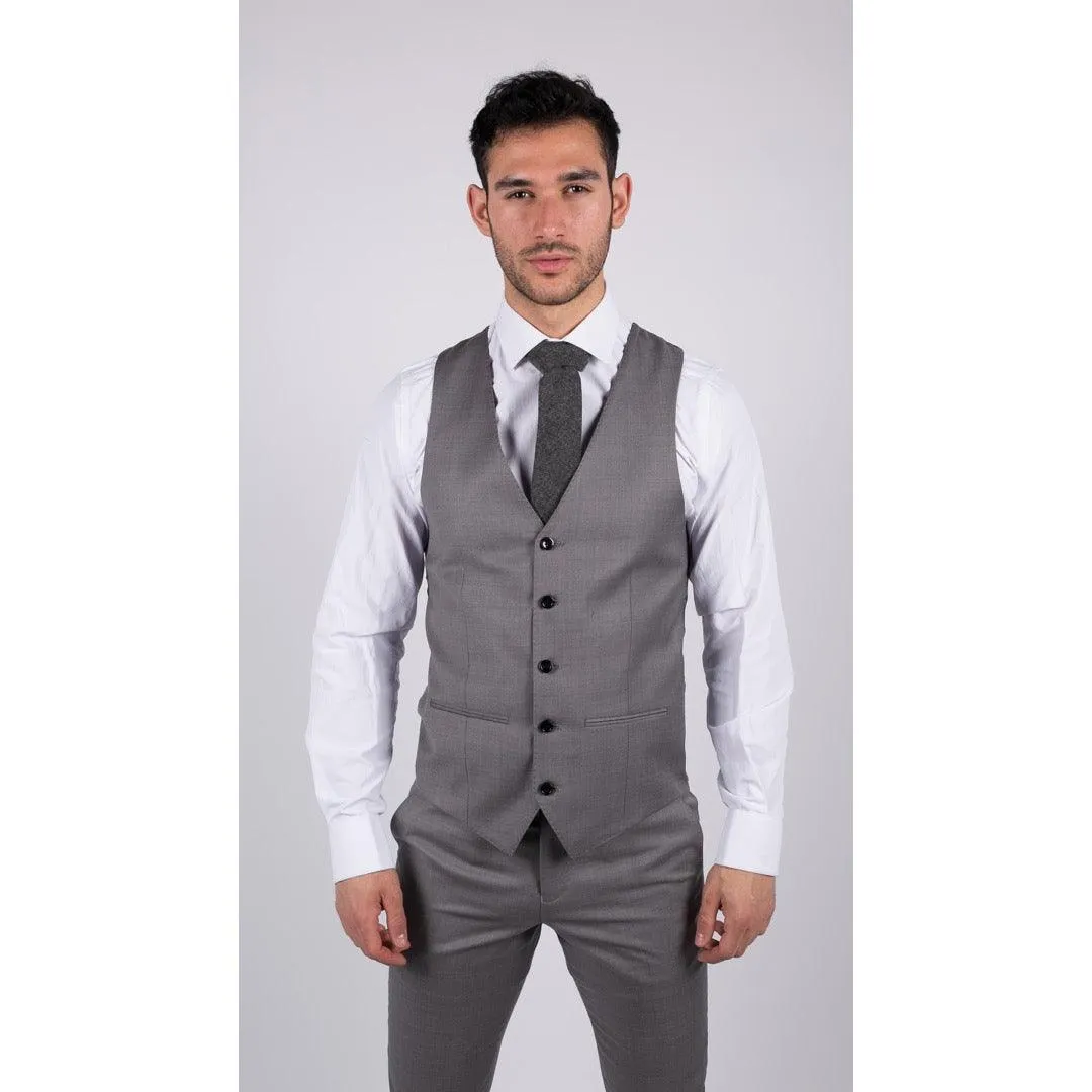 charles - Men's Boys Light Grey 3 Piece Suit Wedding Summer Prom Grooms