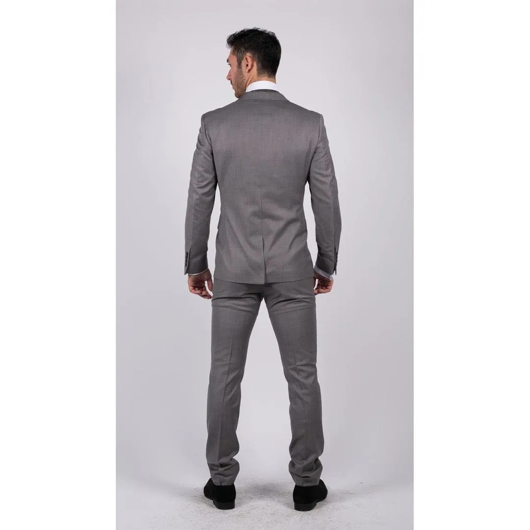 charles - Men's Boys Light Grey 3 Piece Suit Wedding Summer Prom Grooms