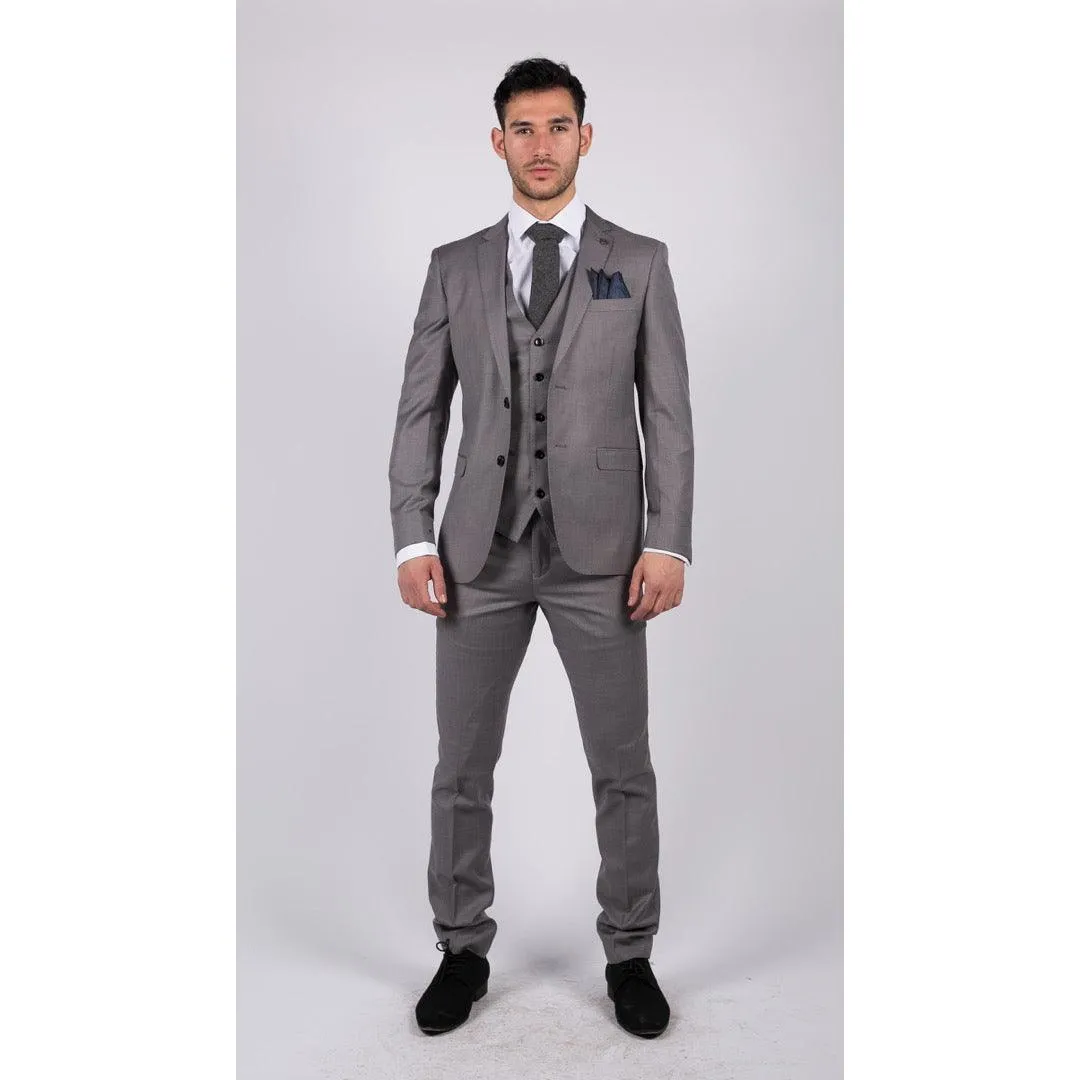 charles - Men's Boys Light Grey 3 Piece Suit Wedding Summer Prom Grooms