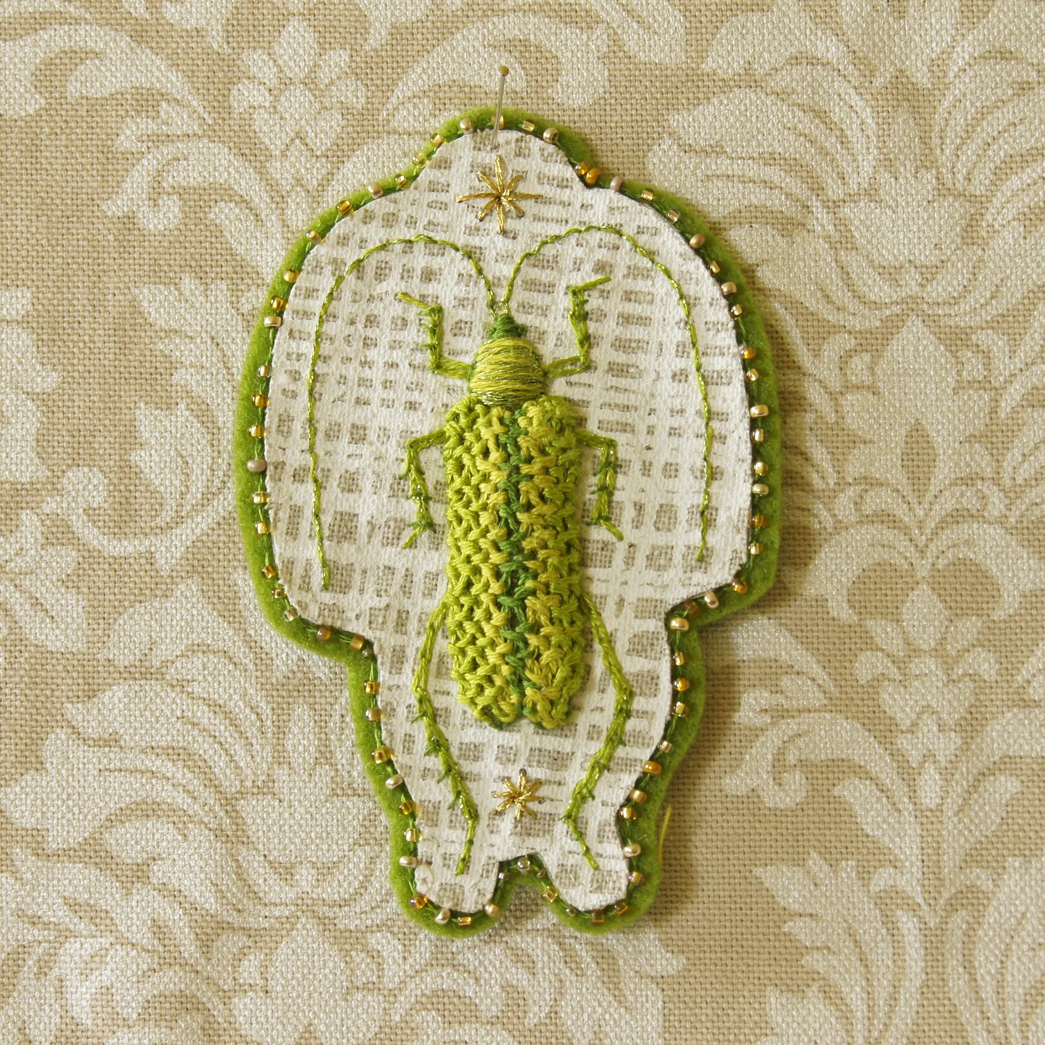 Chartreuse Longhorn Beetle Sew-On Patch