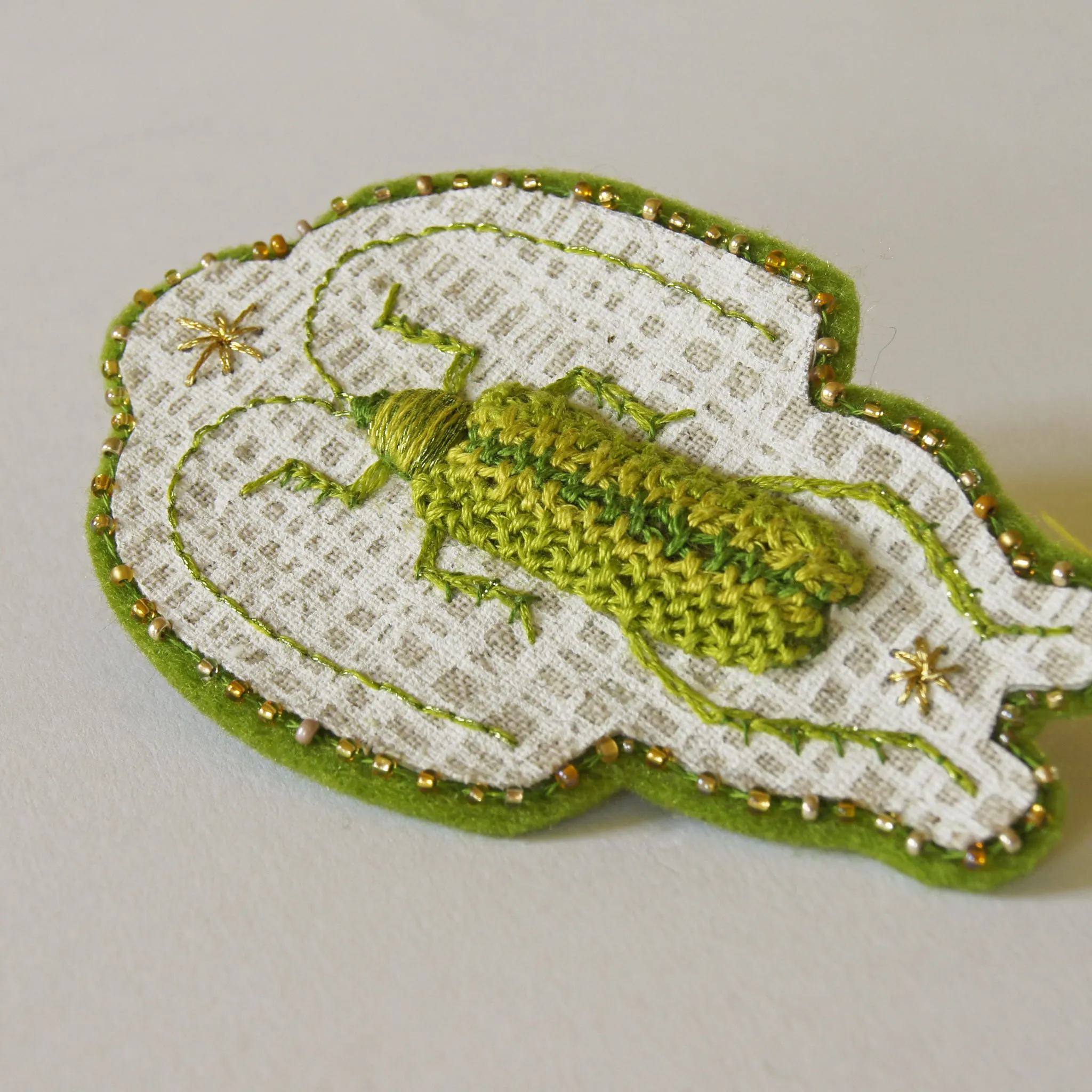 Chartreuse Longhorn Beetle Sew-On Patch