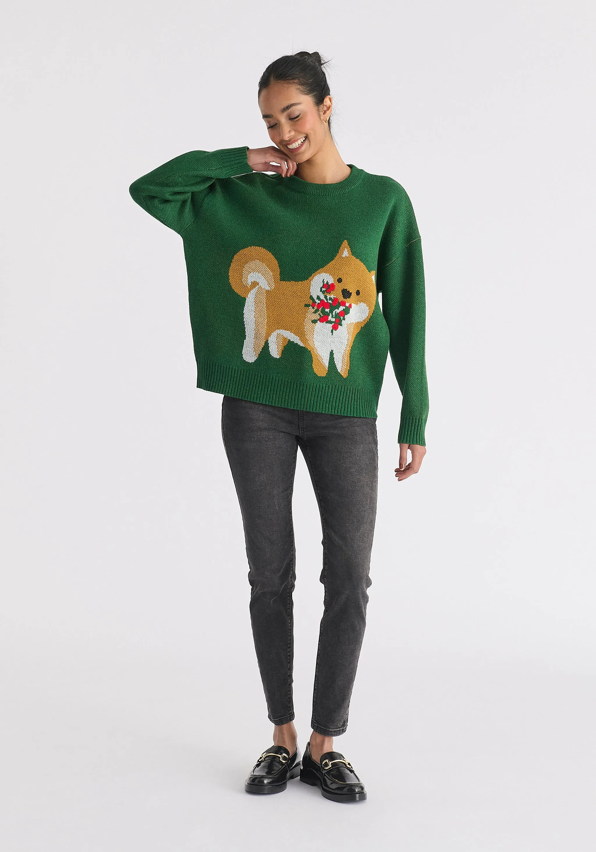 Christmas Jumper with Dog and Mistletoes