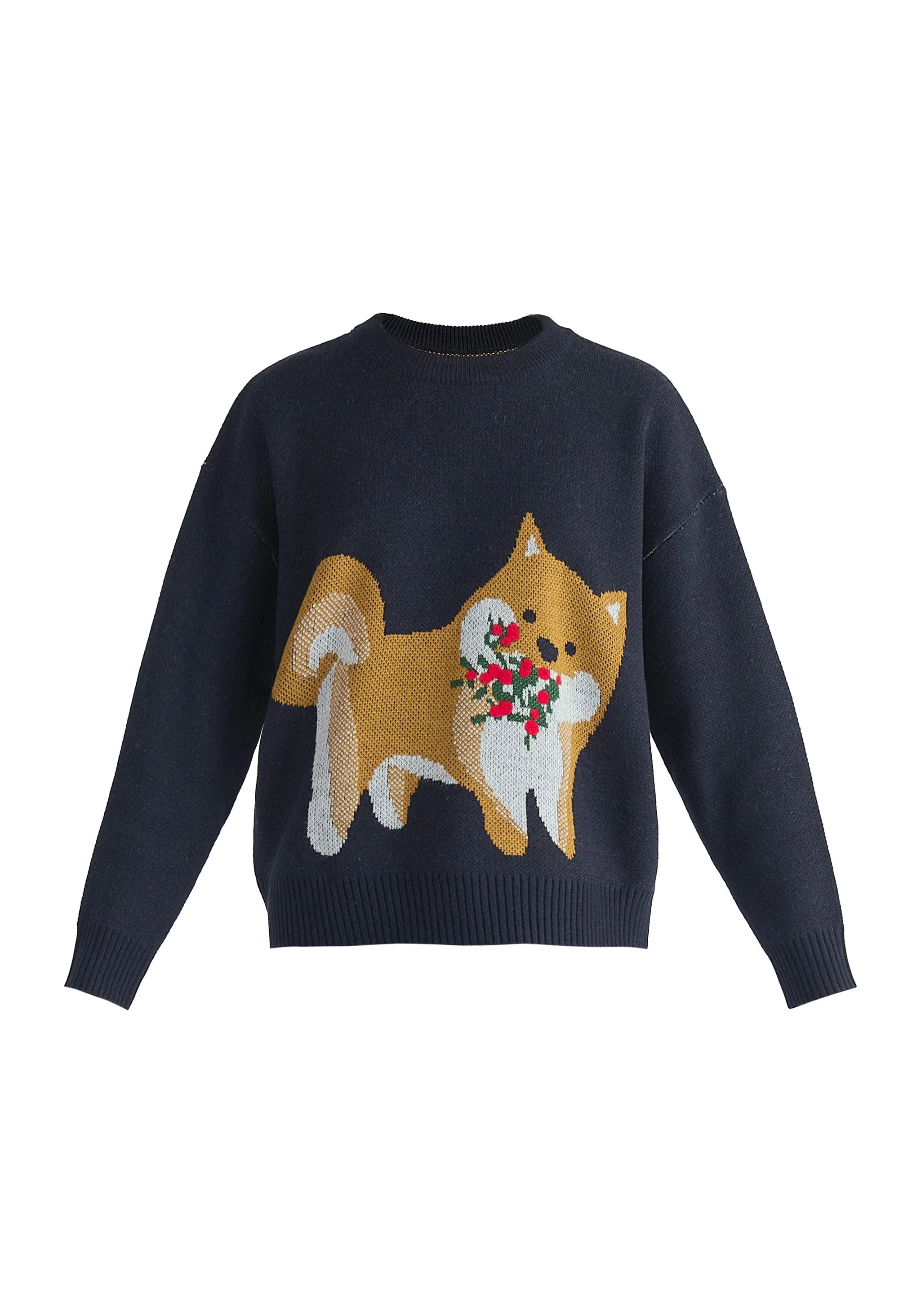 Christmas Jumper with Dog and Mistletoes