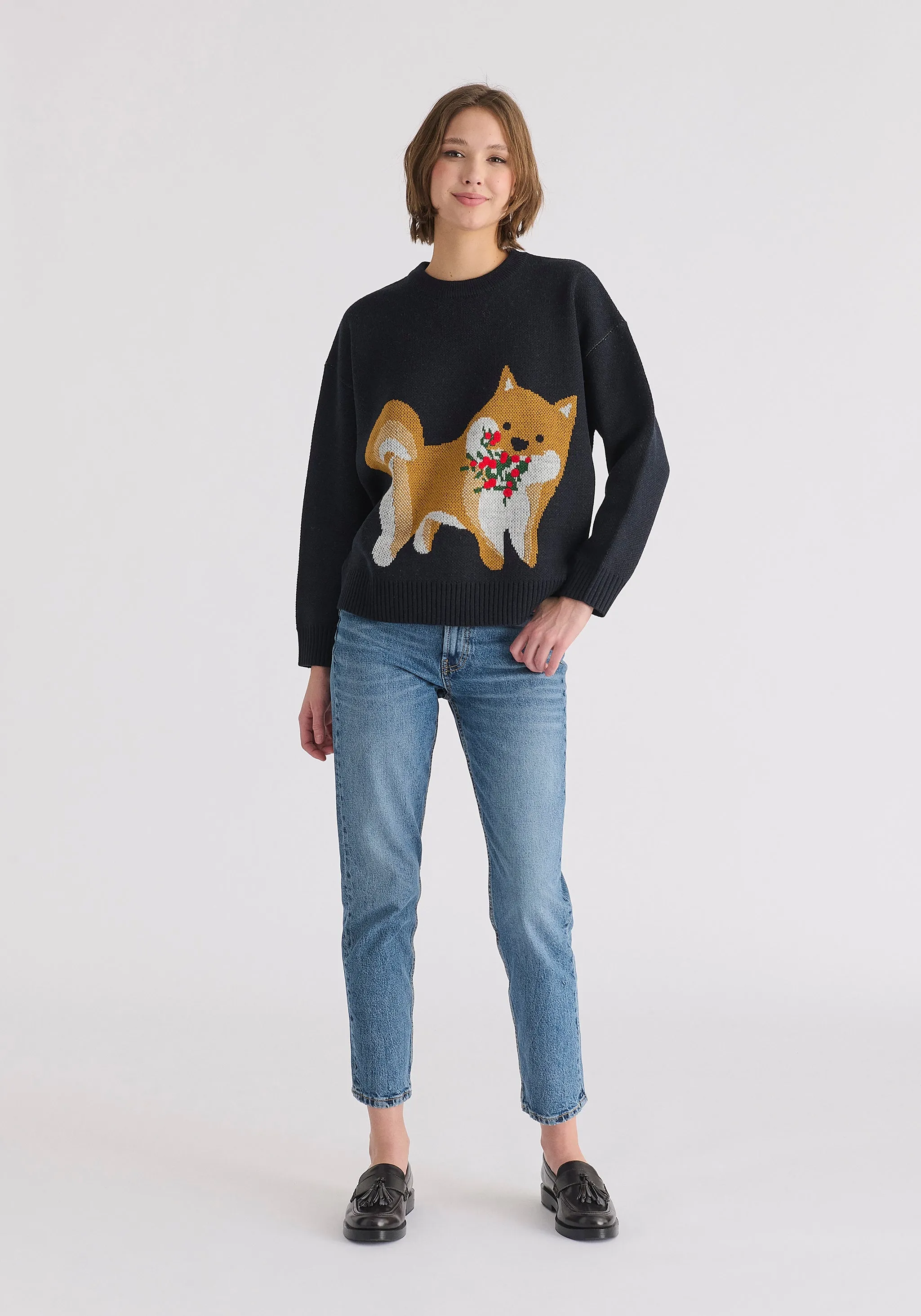 Christmas Jumper with Dog and Mistletoes