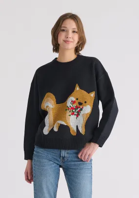 Christmas Jumper with Dog and Mistletoes