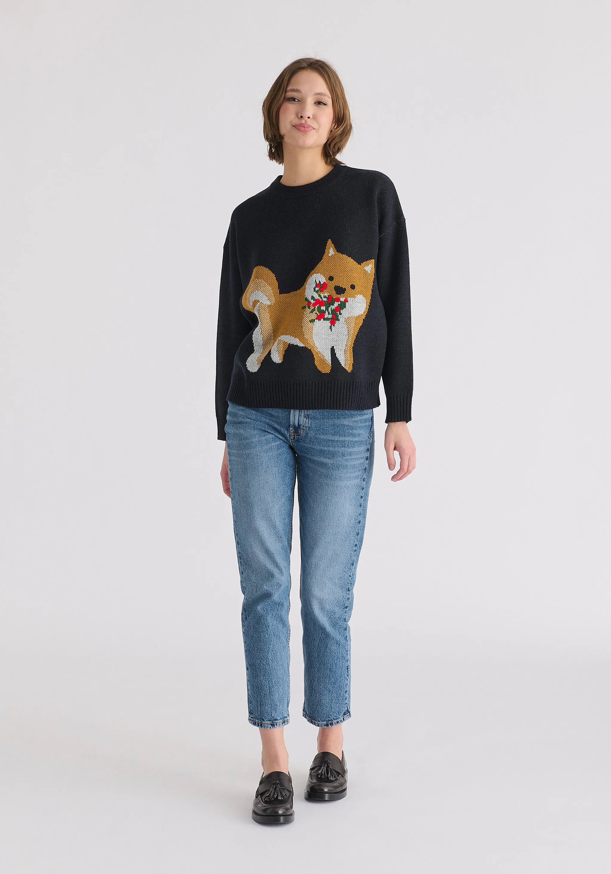 Christmas Jumper with Dog and Mistletoes