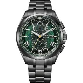 CITIZEN ATTESA CHRONOGRAPH LIGHT IN BLACK 2022 GREEN EDITION MEN WATCH (1500 LIMITED) AT8049-61W