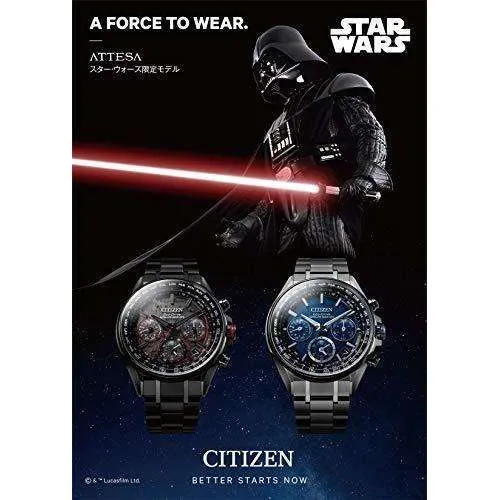 CITIZEN ATTESA ECO-DRIVE GPS RADIO WAVE STAR WARS DARTH VADER LIMITED MODEL MEN WATCH (1500 Limited) CC4006-61E