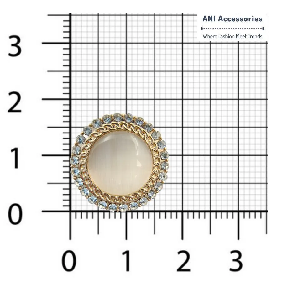 Classic Gold Round Rimstone Metal Shank Button (Pack of 8 Buttons)