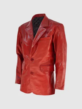 Classic Red Leather Blazer