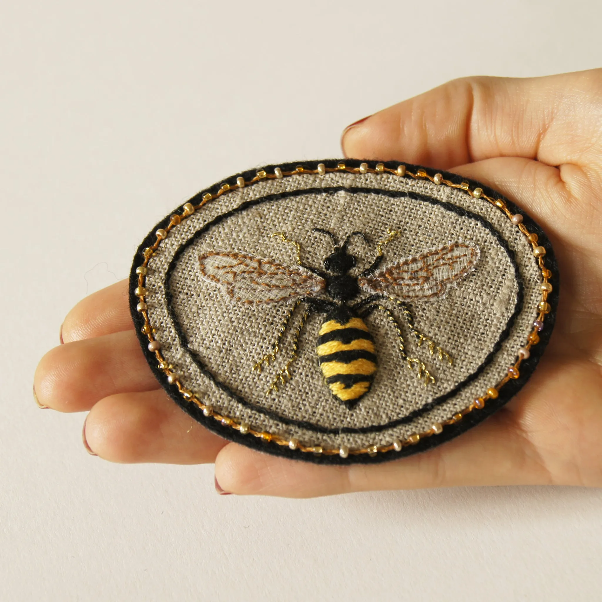 Common Wasp Hand Embroidered Sew-on Patch