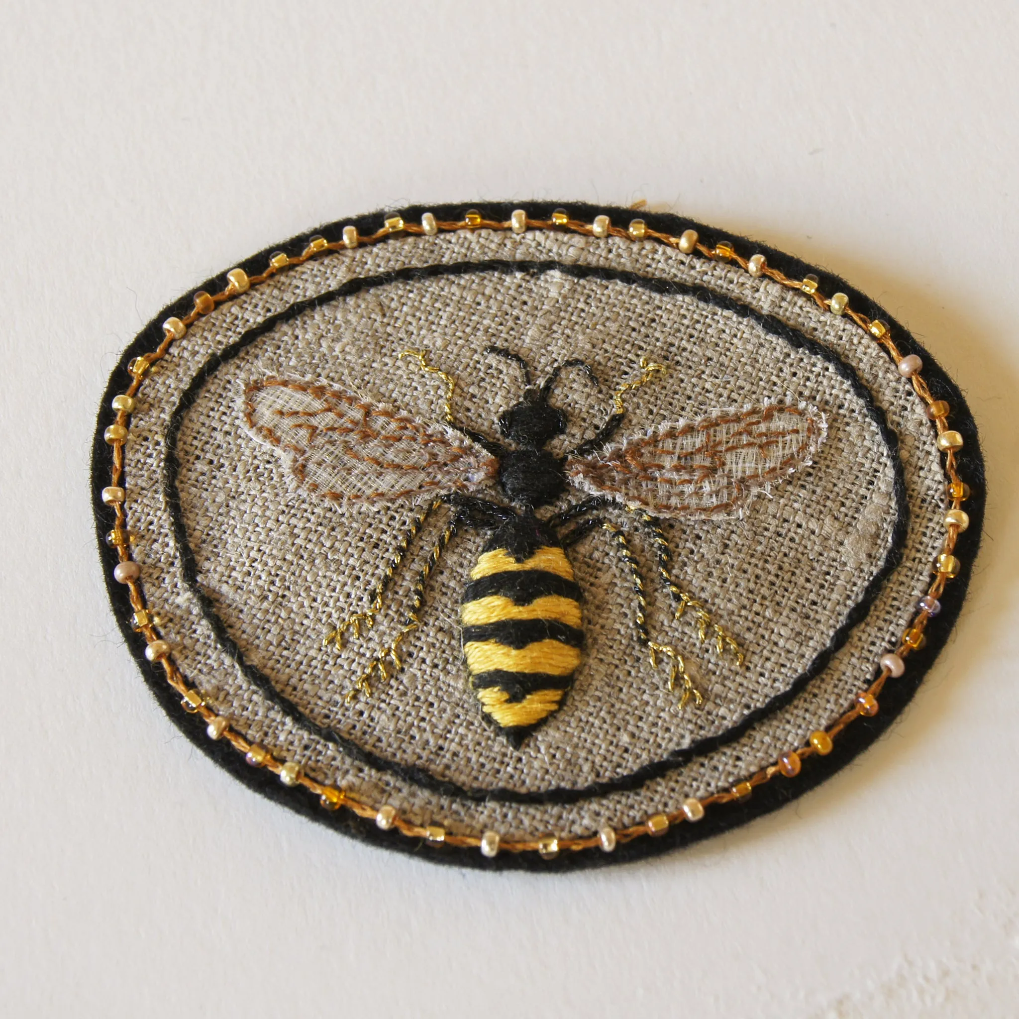 Common Wasp Hand Embroidered Sew-on Patch