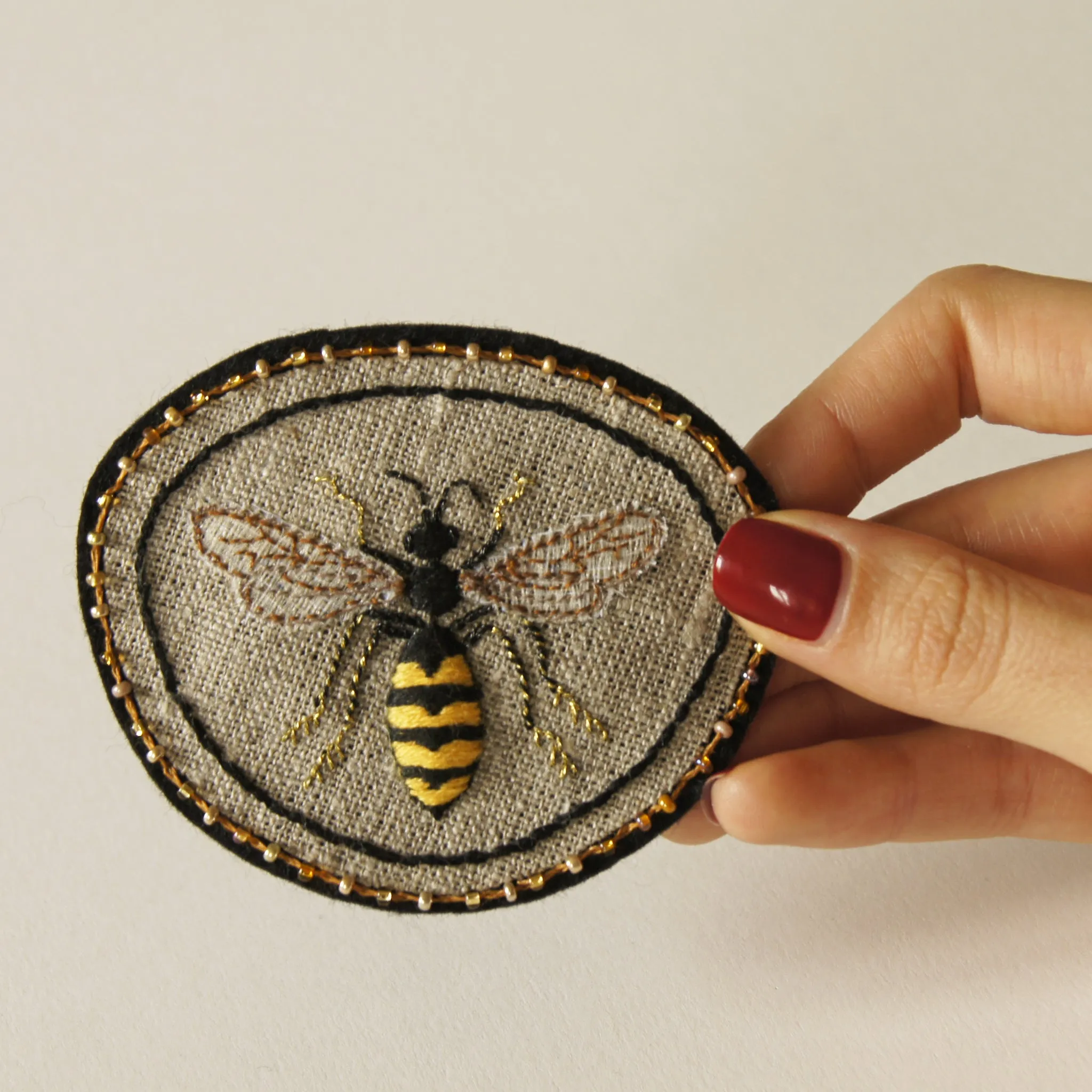 Common Wasp Hand Embroidered Sew-on Patch