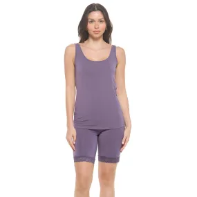 Cotton Modal Tank Top & Shortlette 9" Set | Dark Purple