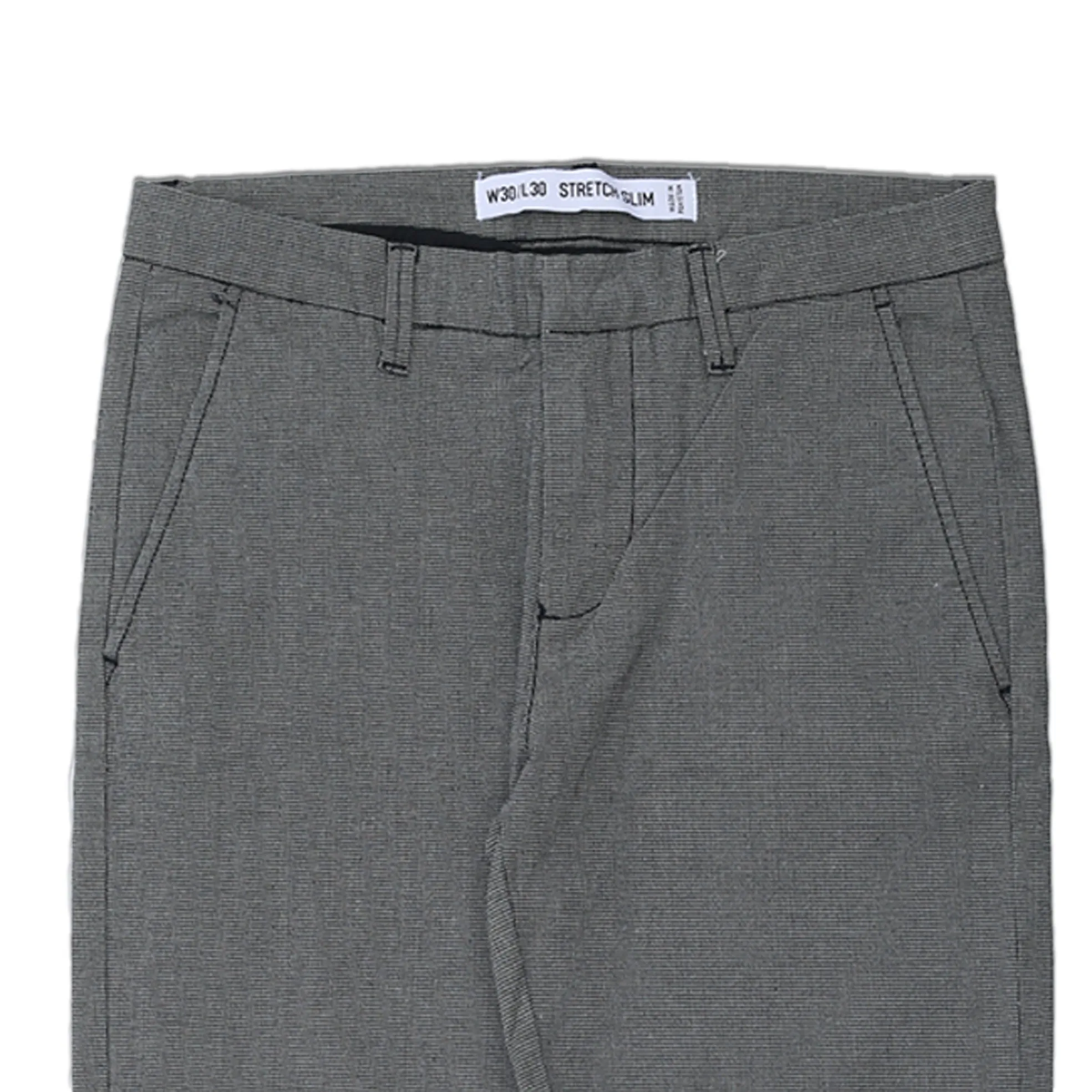 D.E.N.I.M C.O - Men 'Charcoal' Westrade Gridwork Anthracite Stretch Slim Chino PR929