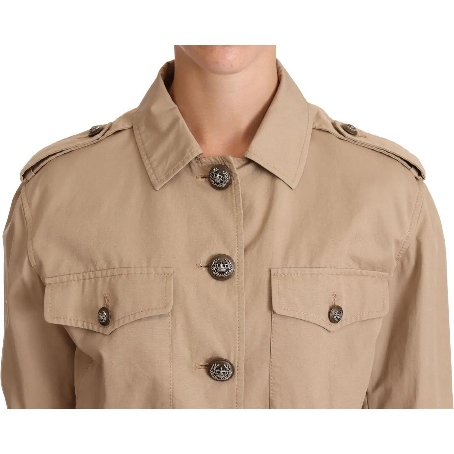 Dolce & Gabbana Elegant Cropped Cotton Jacket in Beige