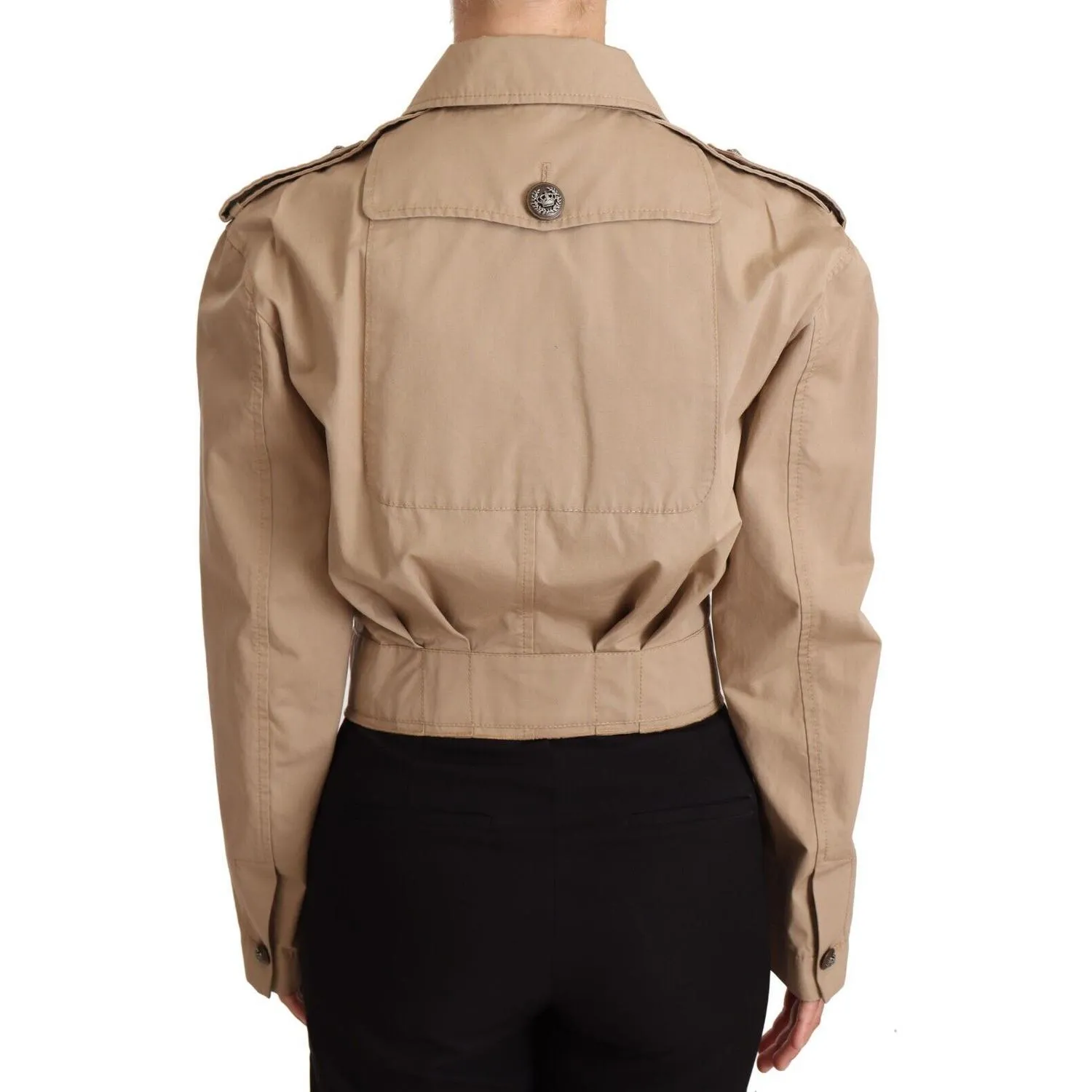 Dolce & Gabbana Elegant Cropped Cotton Jacket in Beige