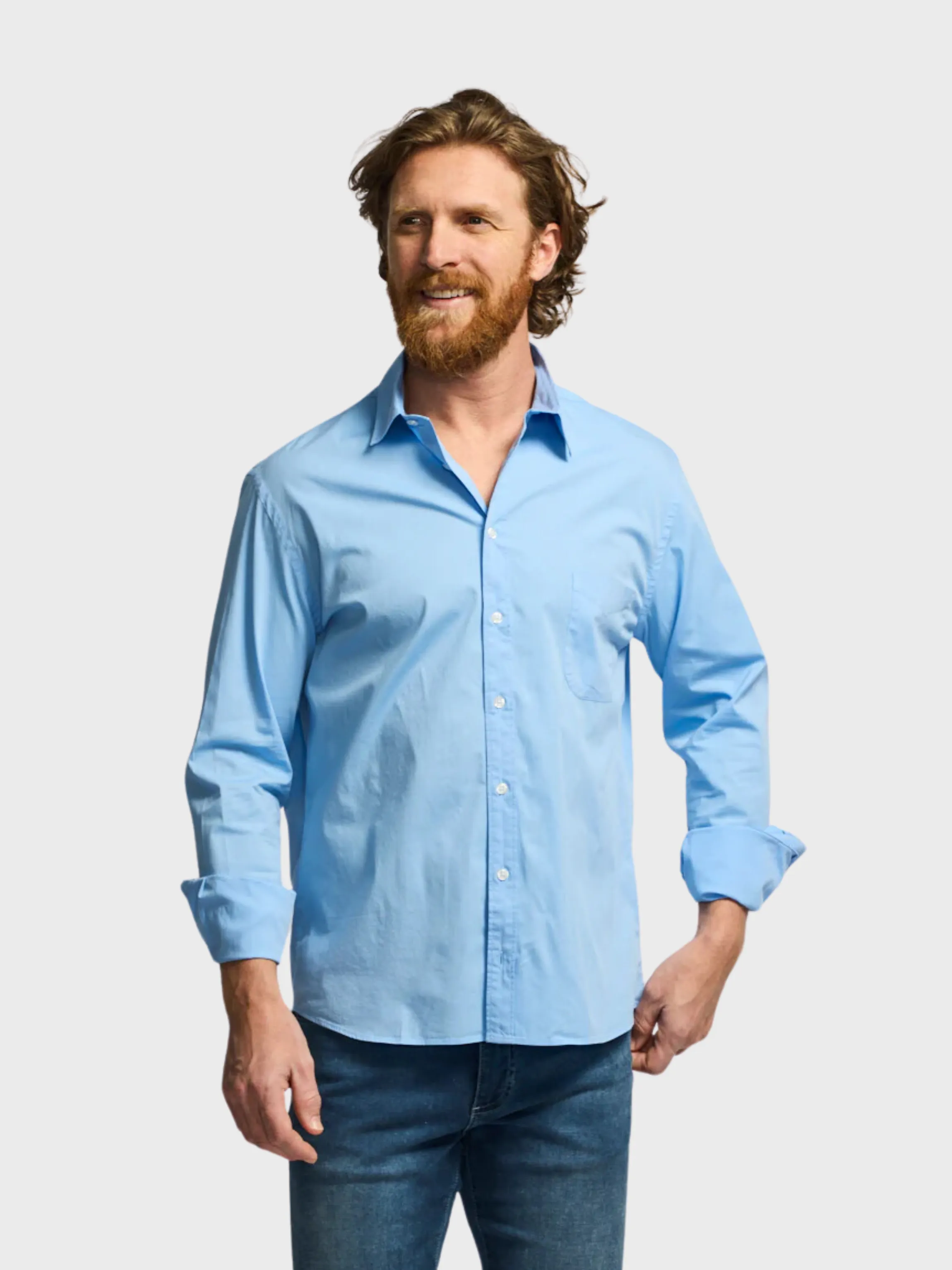 Easy Mondays Poplin Shirt Washed Blue SS24