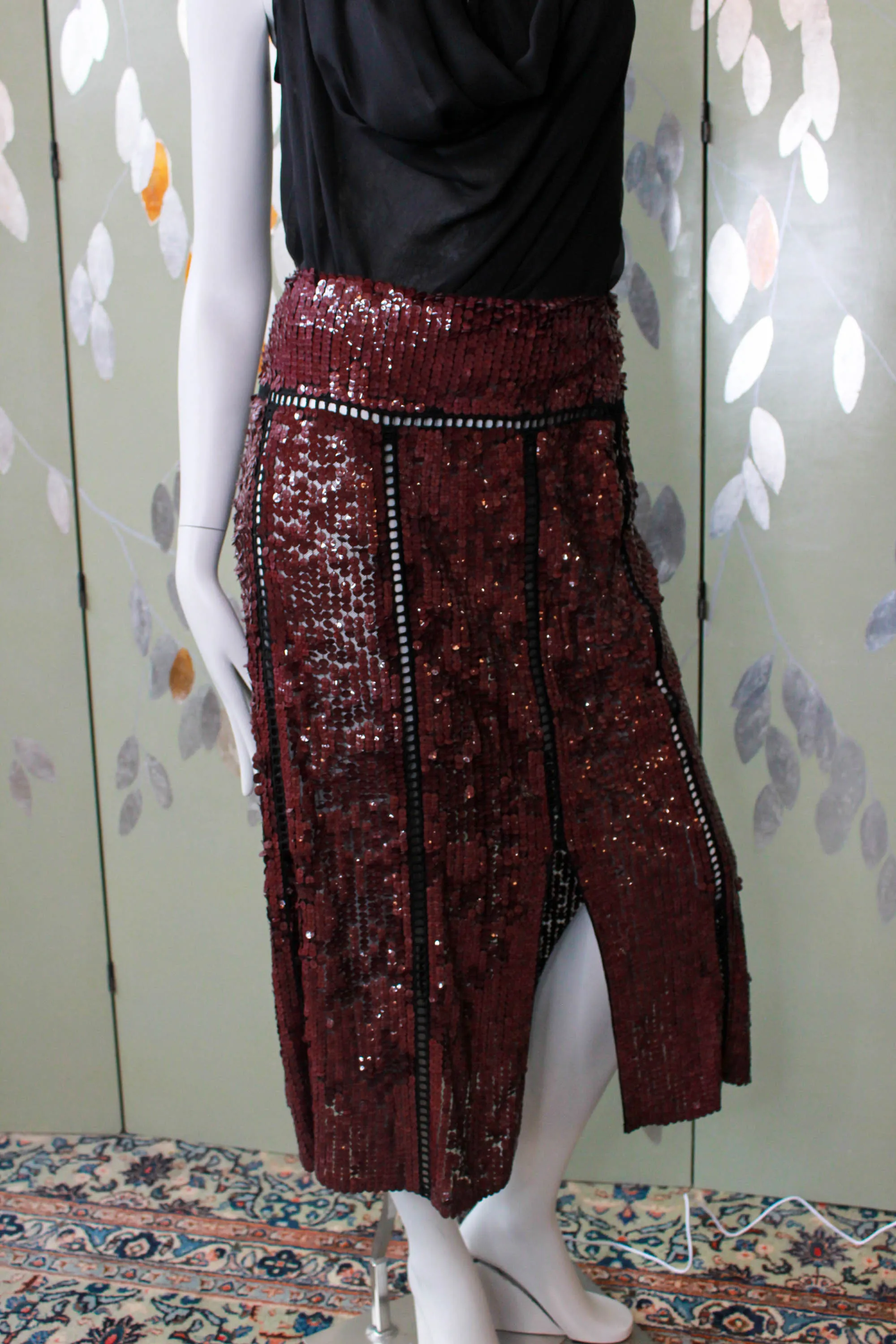 Emilio Pucci Purple Sequinned Midi Skirt, 30" Waist