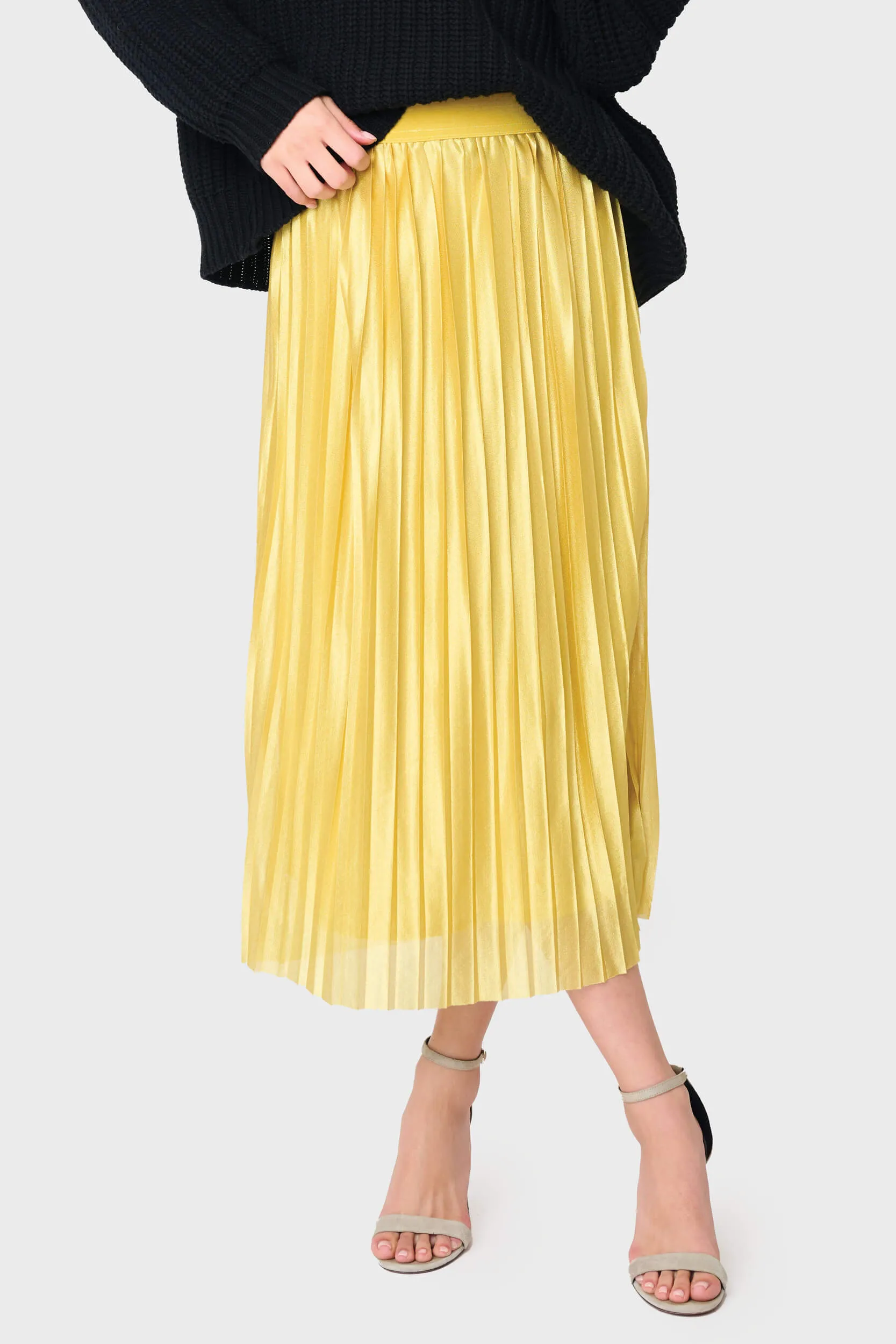 Erin Shine Pleated Midi Skirt