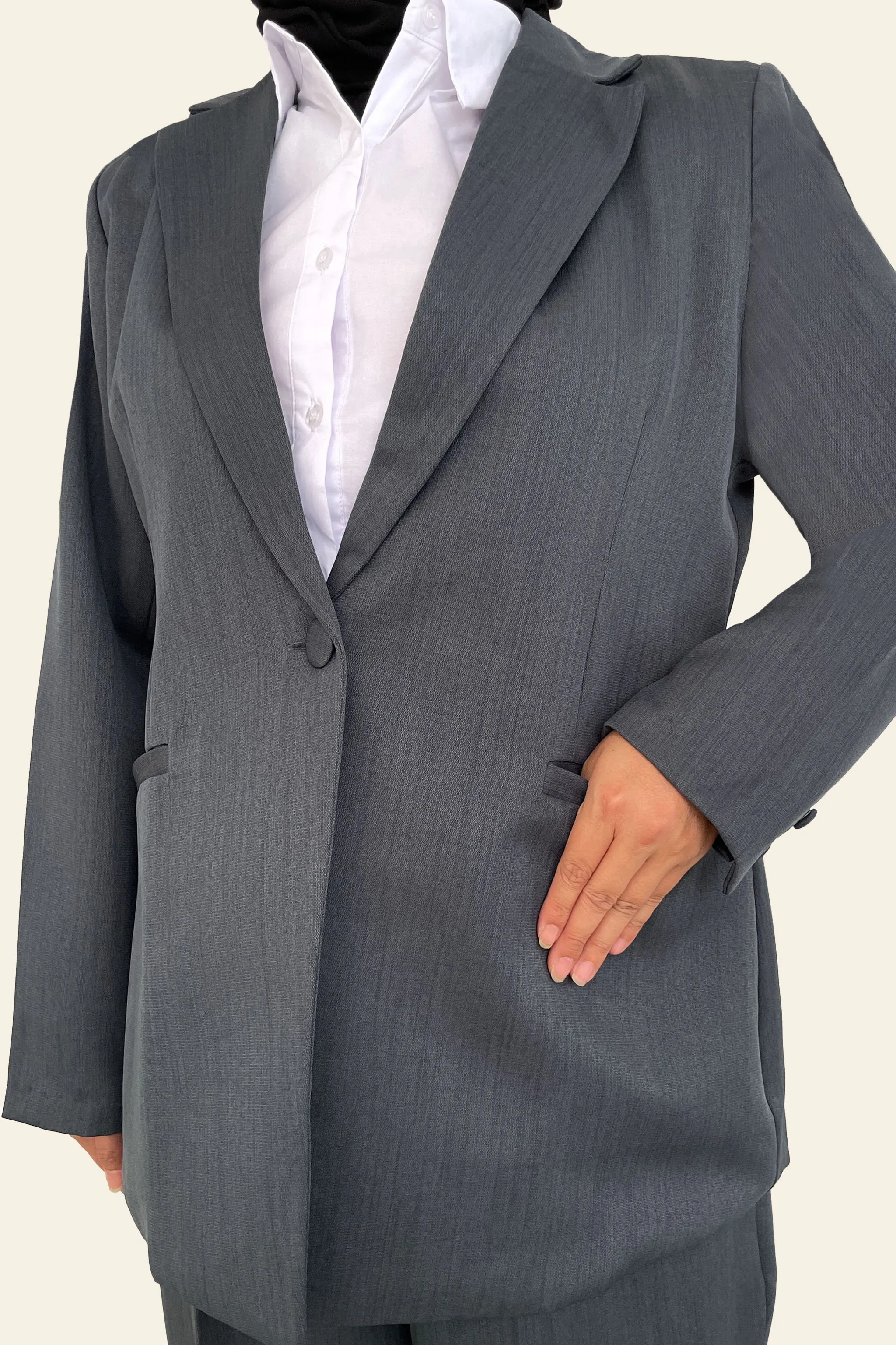 Essential Structured Blazer - Dark Grey