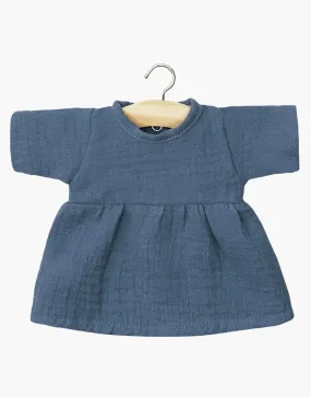 Faustine long-sleeved dress in overseas blue cotton gauze