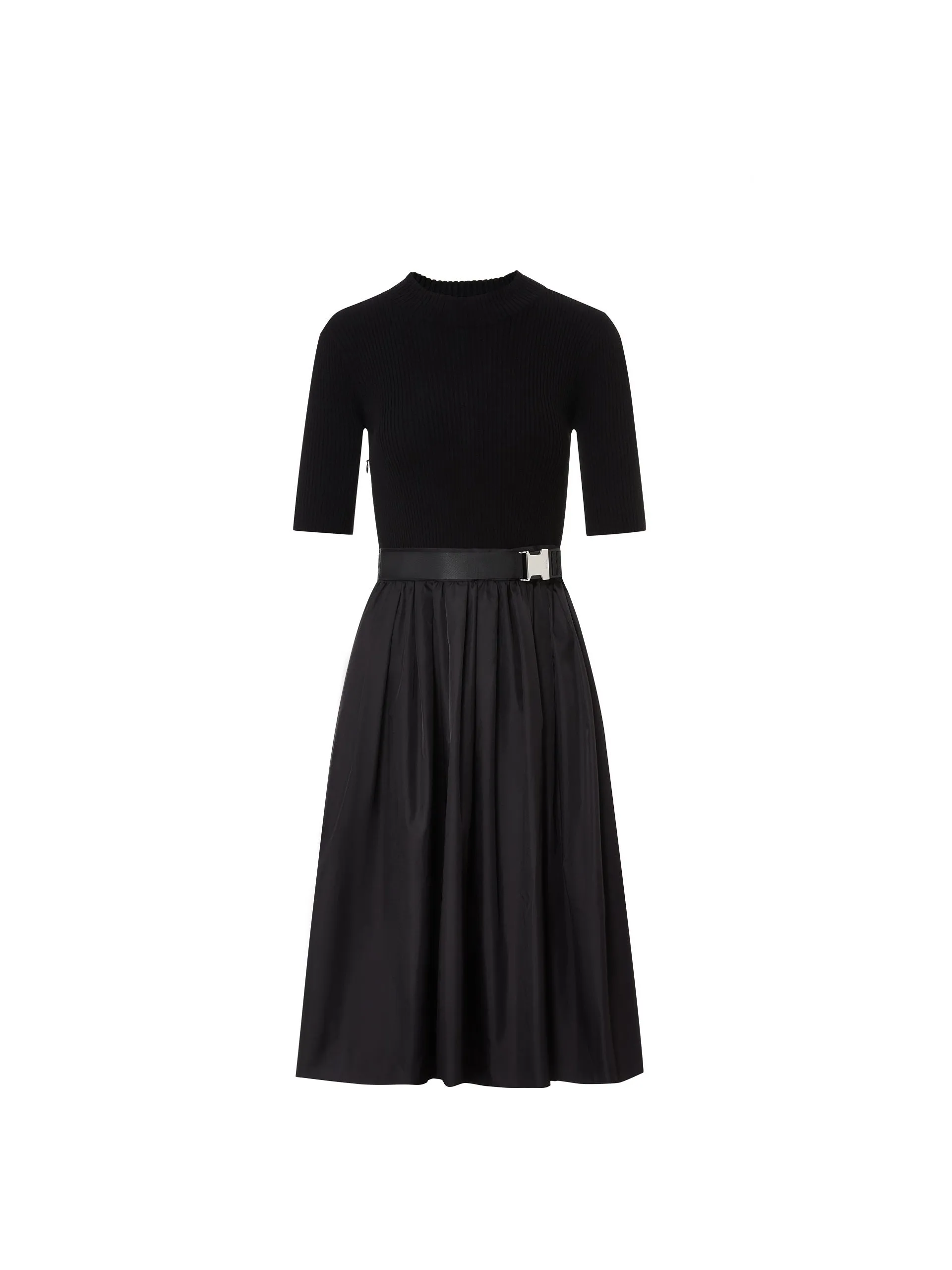 Faux Two Piece Belted Knit Dress